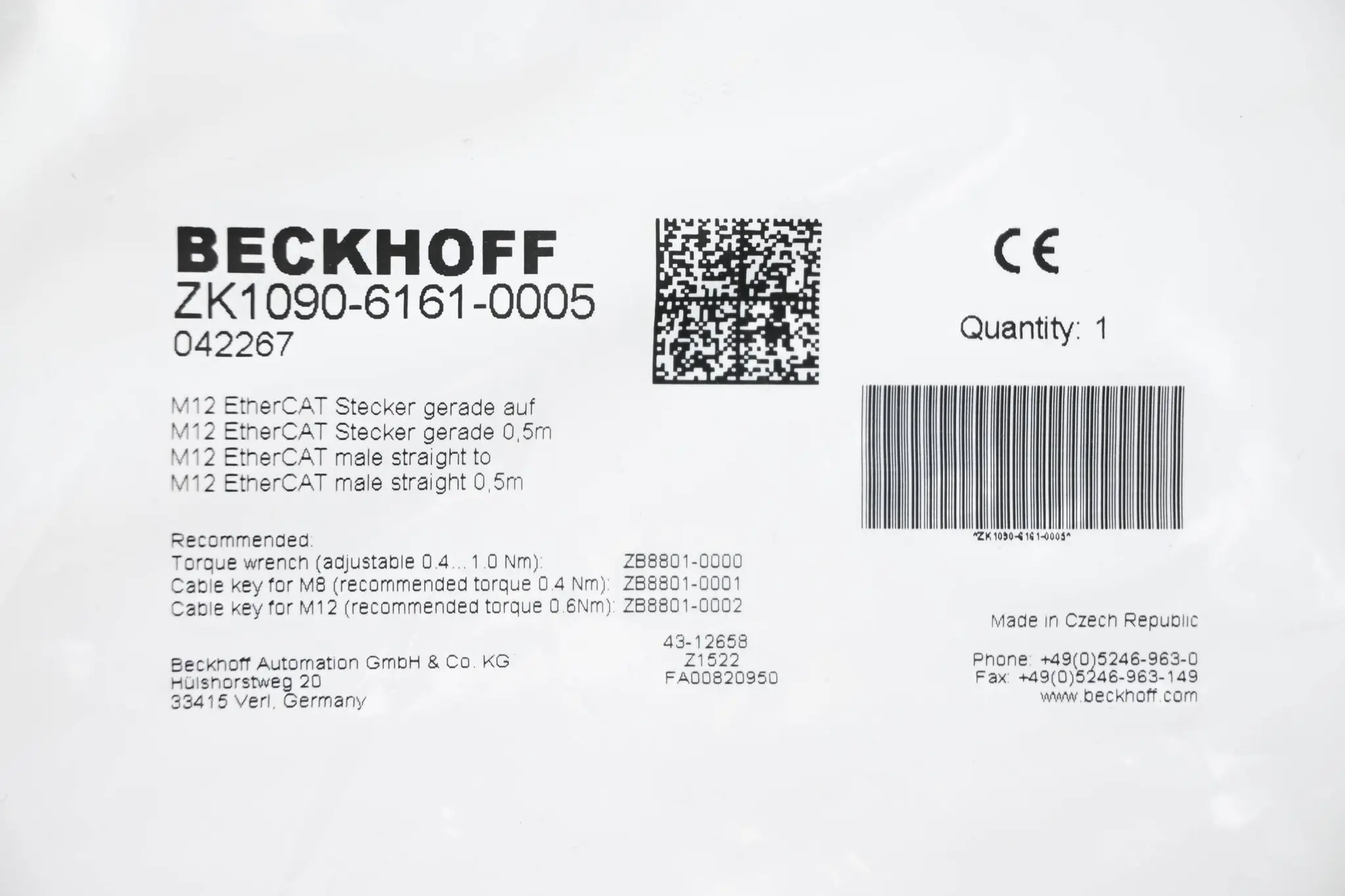 Produktfoto 1 von Beckhoff EtherCAT-/Industrial-Ethernet-Leitung ZK1090-6161-0005 ( 0,5m )