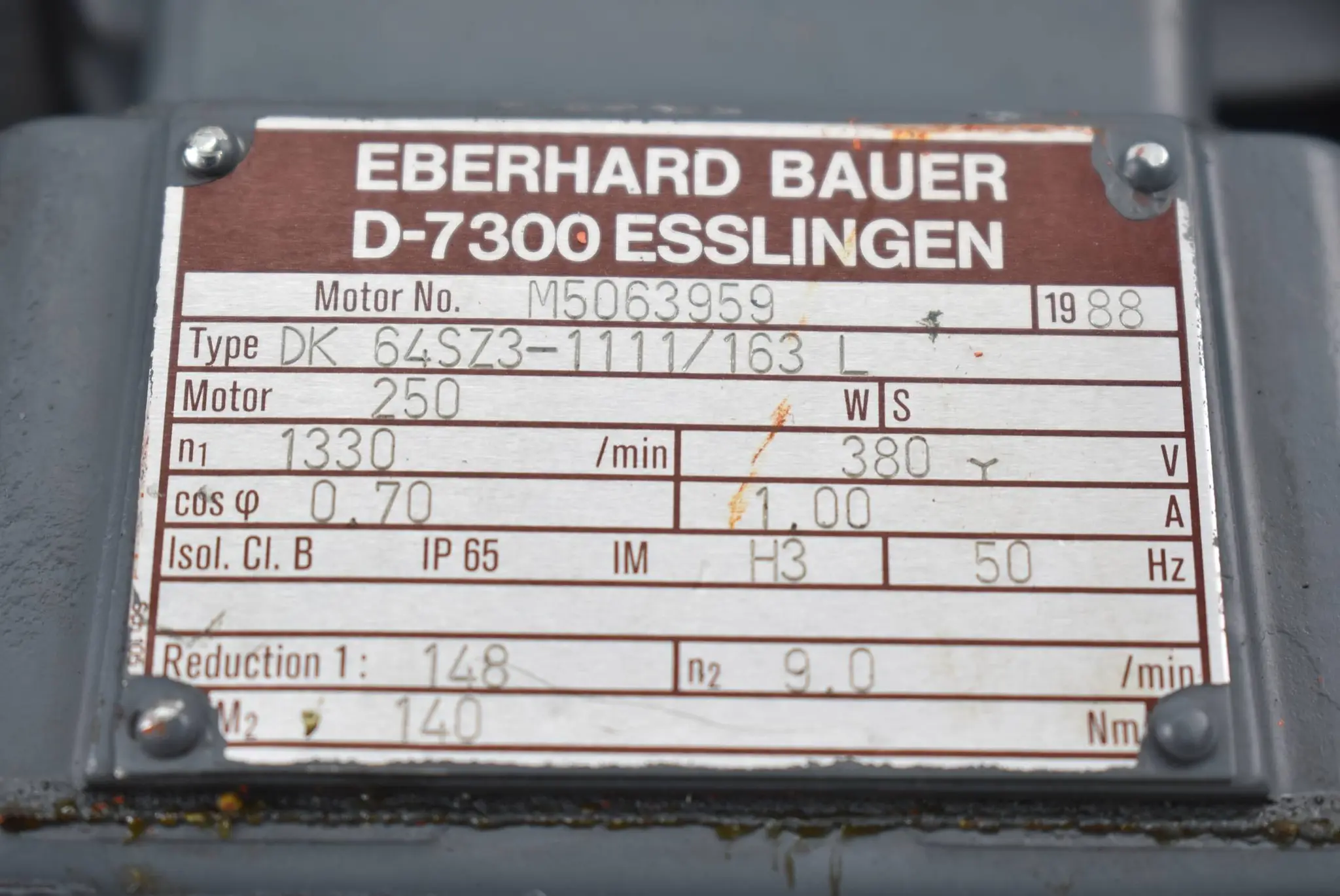 Produktfoto 1 von Eberhard Bauer Elektromotor DK 64SZ3-1111/163 L ( DK64SZ3-1111/163L ) + BD316006