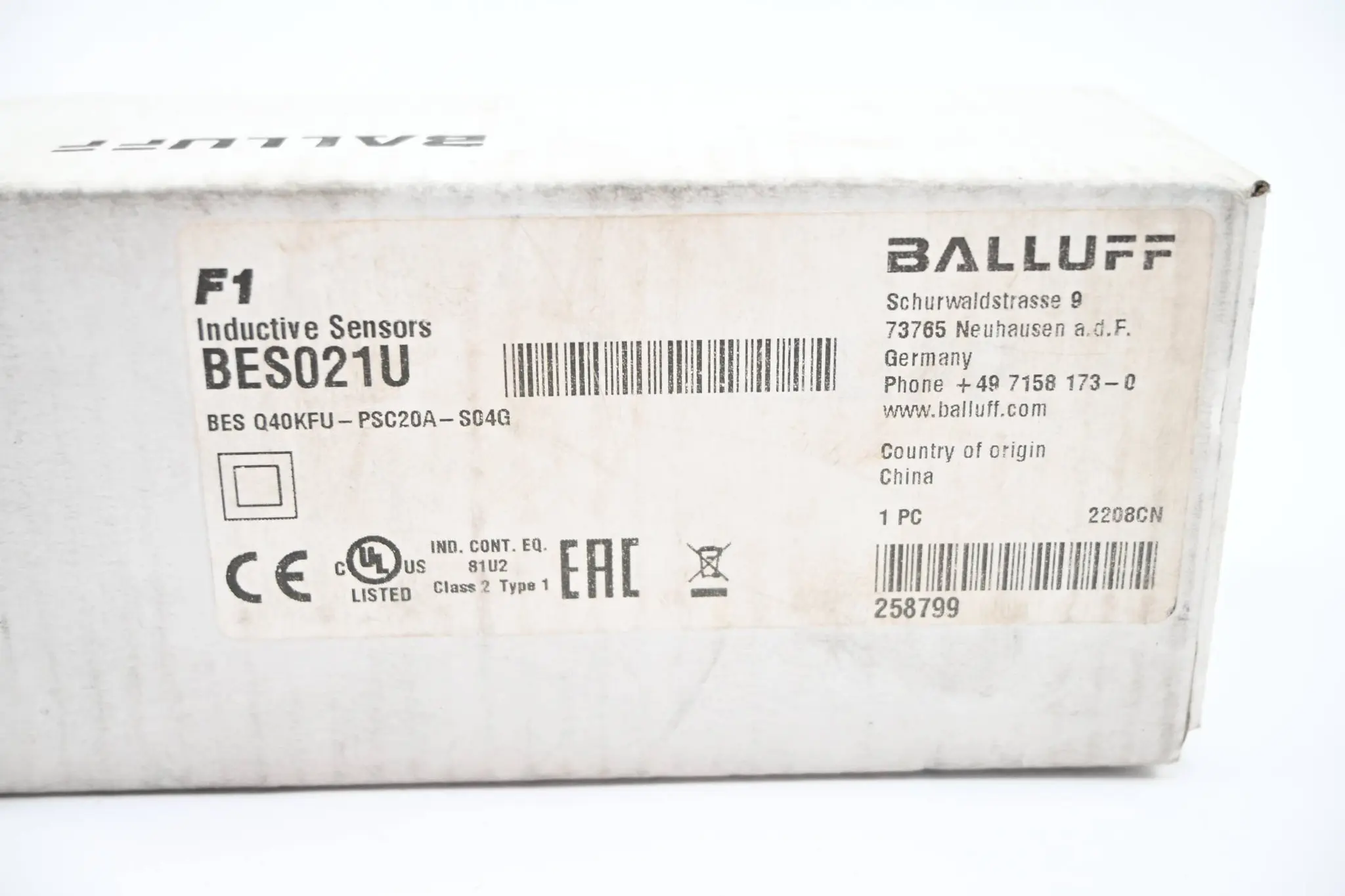 Produktfoto 1 von Balluff induktiver Faktor 1-Sensor BES Q40KFU-PSC20A-S04G-S02 ( BES021U )