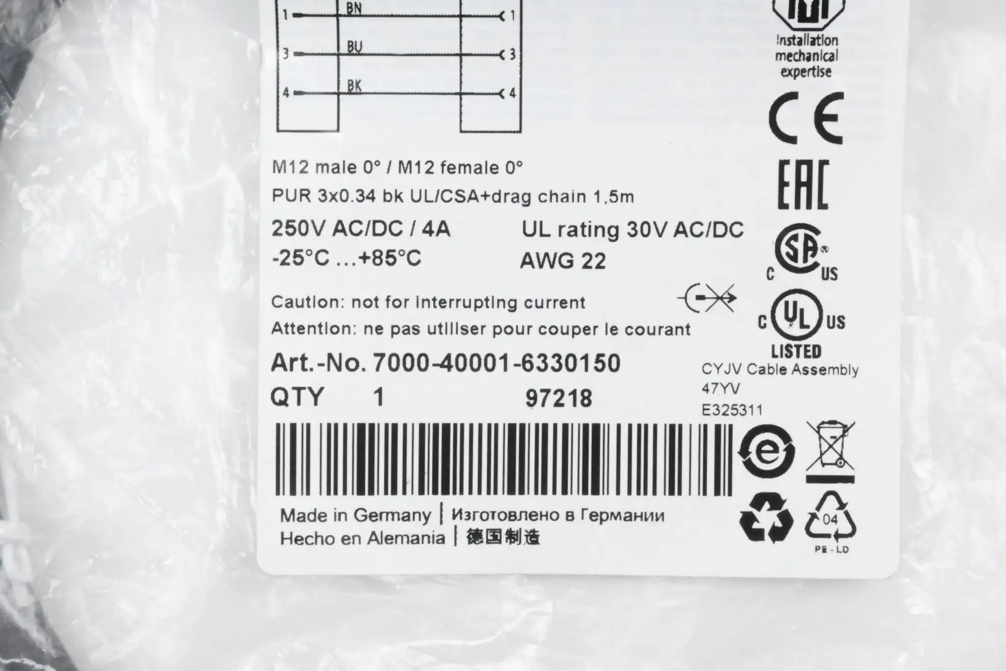 Produktfoto 1 von Murr Elektronik Steckverbinder 7000-40001-6330150