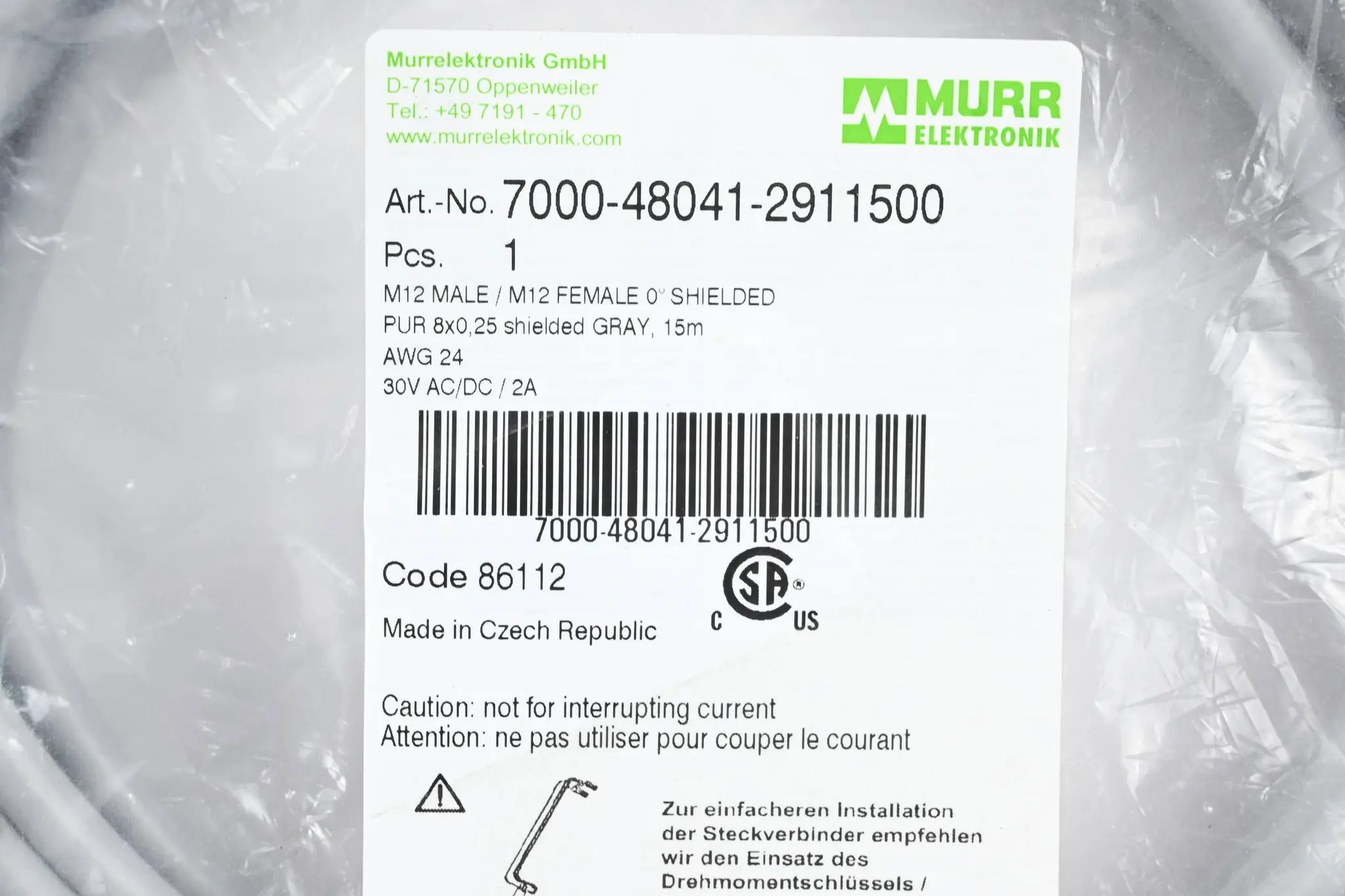 Produktfoto 1 von Murr Elektronik Verbindungskabel 7000-48041-2911500