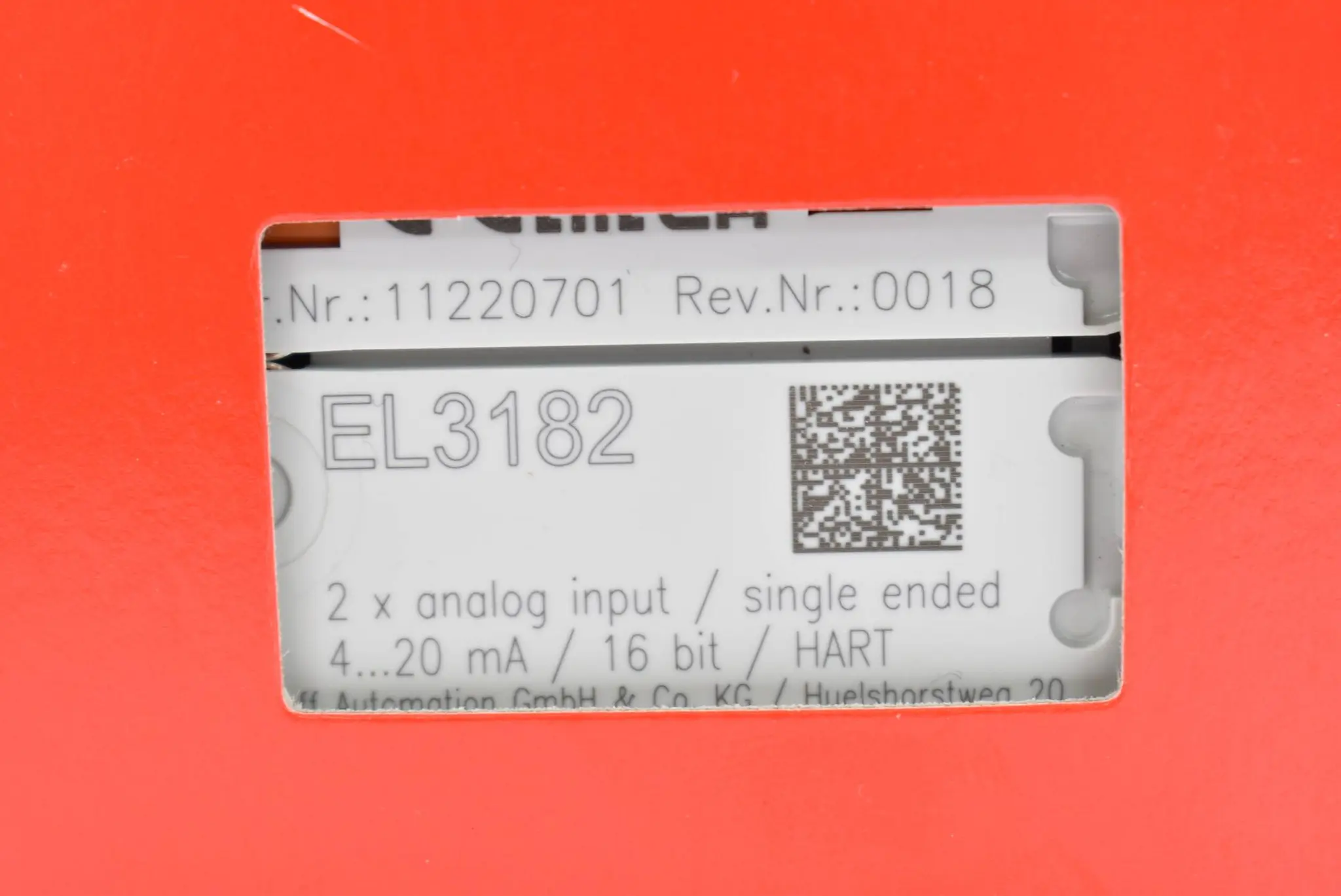 Produktfoto 1 von Beckhoff EtherCAT-Klemme 2-Kanal-Analog-Eingang 4-20mA 16Bit EL3182 ( EL 3182 )