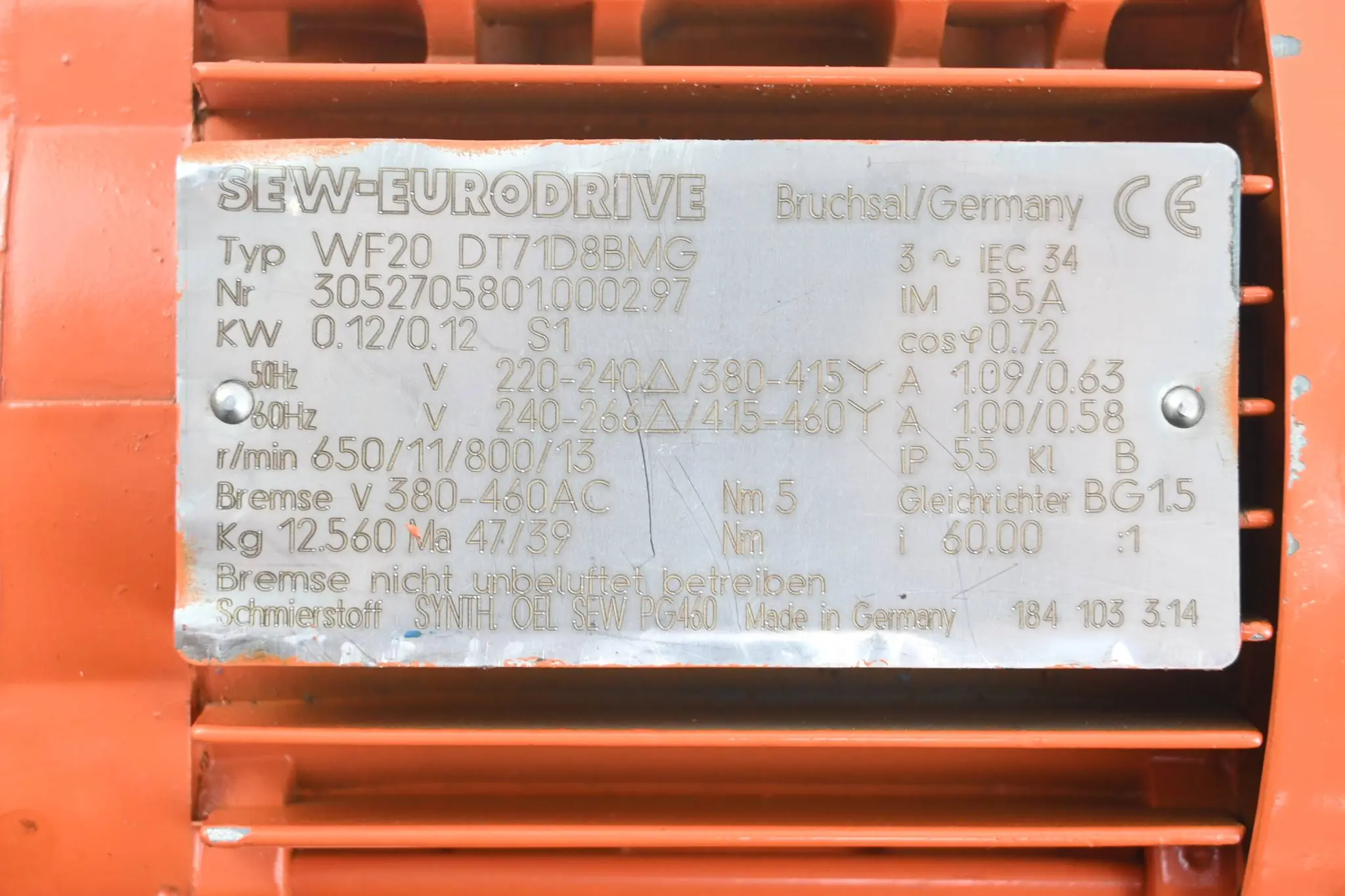Produktfoto 1 von SEW Eurodrive Getriebemotor WF20DT71D8BMG ( WF20 DT71D8BMG )