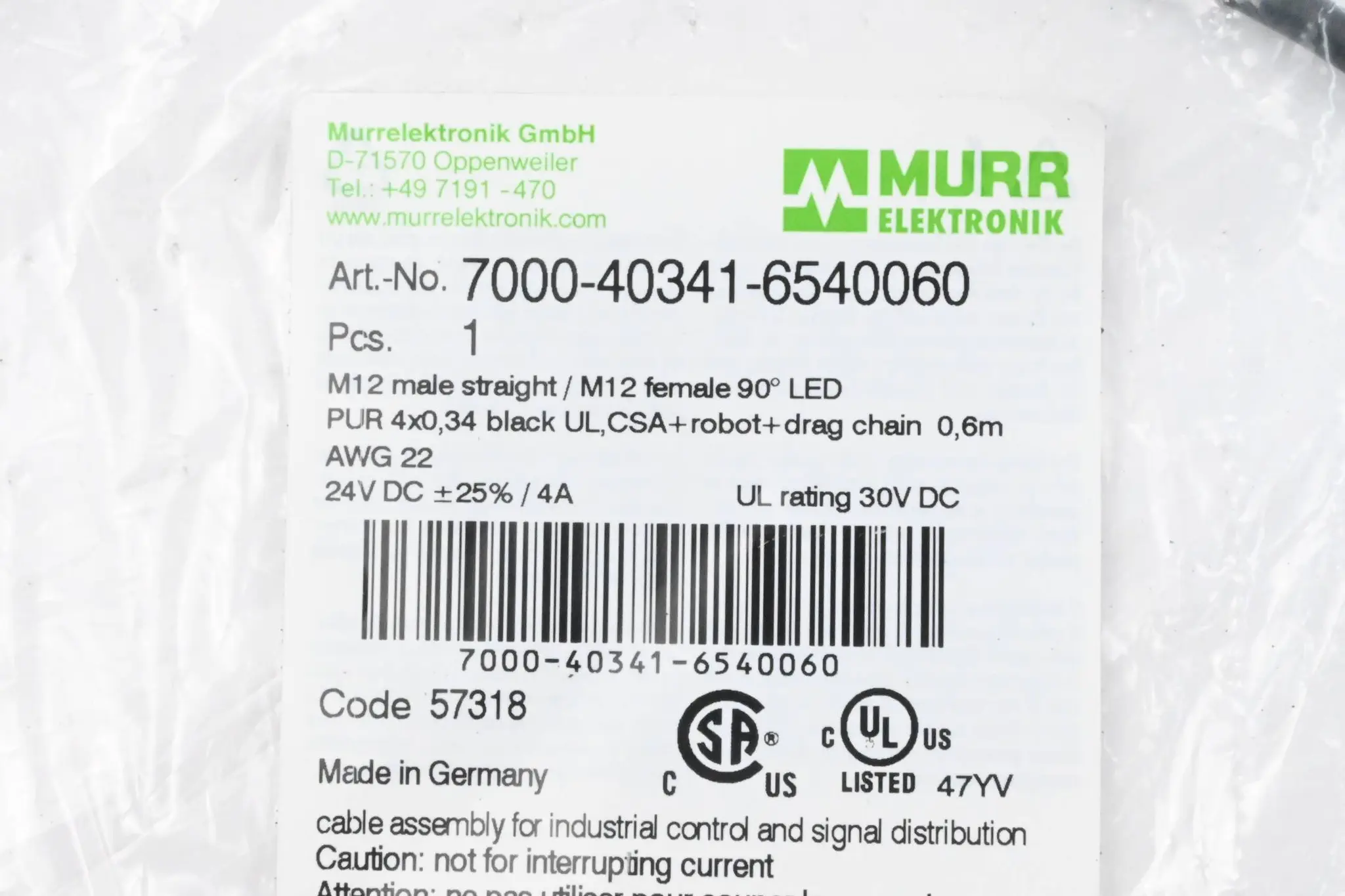 Produktfoto 1 von Murr Elektronik Steckverbinder 7000-40341-6540060
