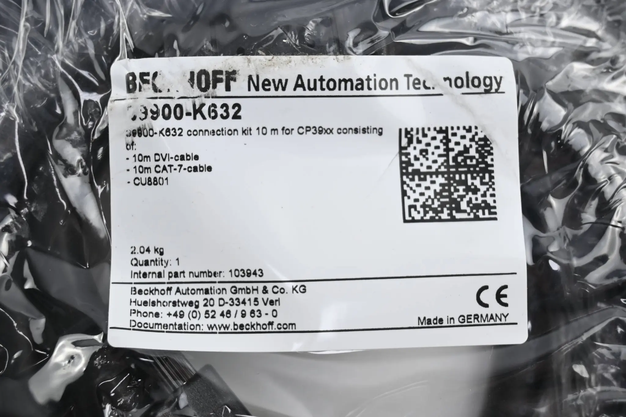 Produktfoto 1 von Beckhoff Connection Kit 10m DVI-Kabel + CAT-7-Kabel + CU8801 ( C9900-K632 )