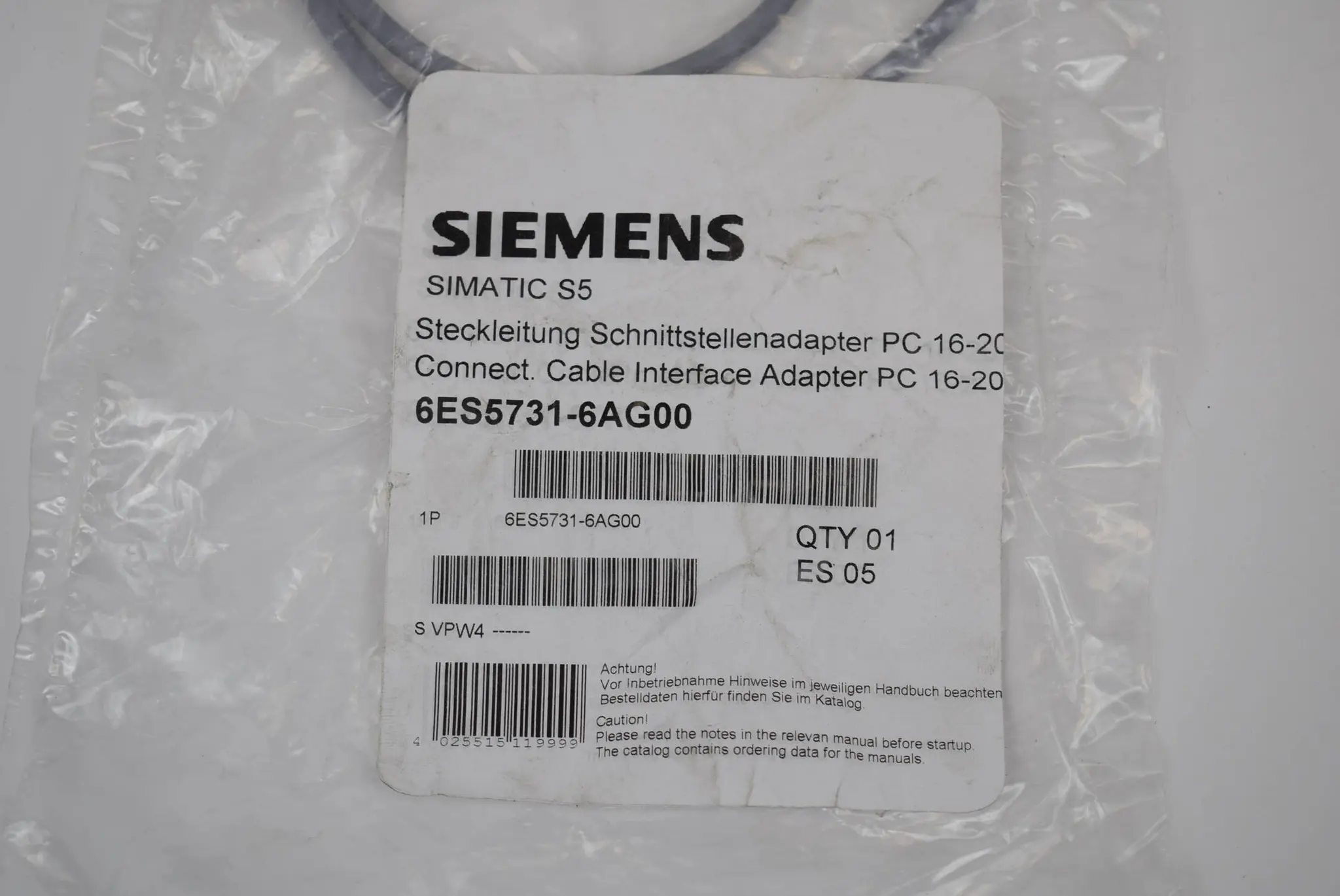 Produktfoto 1 von Siemens simatic S5 Steckleitung Schnittstellenadapter PC 16-20 6ES5 731-6AG00 ( 6ES5731-6AG00 ) E5