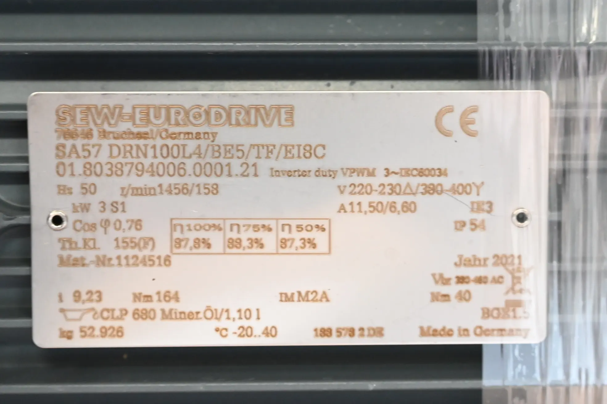 Produktfoto 1 von SEW-Eurodrive Getriebemotor SA57 DRN100L4/BE5/TF/EI8C / SA57DRN100L4/BE5/TF/EI8C