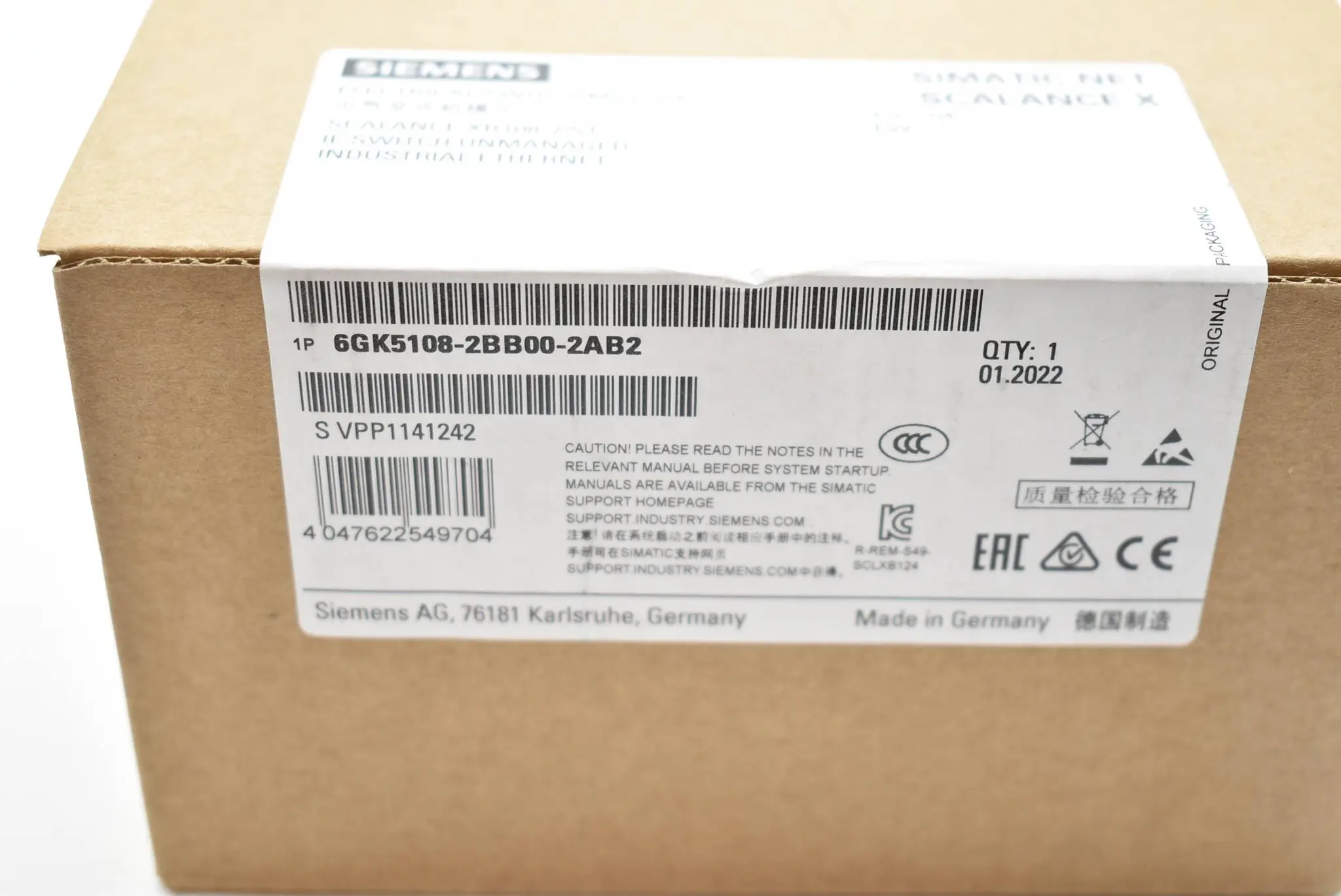 Produktfoto 1 von Siemens simatic NET Scalance X 6GK5108-2BB00-2AB2 ( 6GK5 108-2BB00-2AB2 ) FS.4