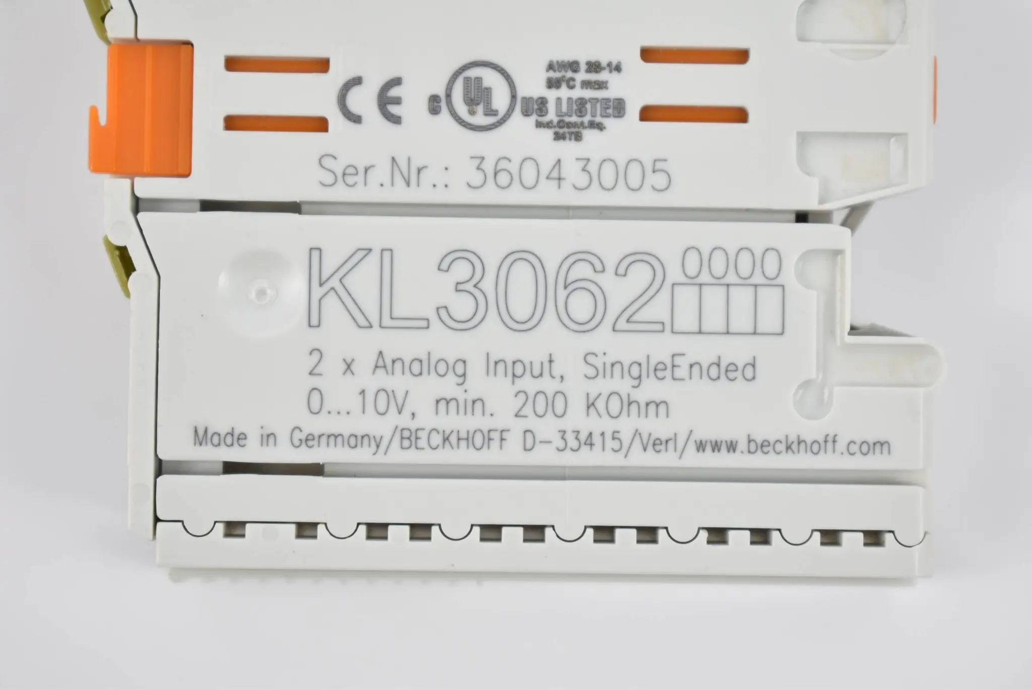 Produktfoto 1 von Beckhoff Busklemme 2-Kanal-analog-Eingang 10V 12Bit  KL 3062 ( KL3062 )