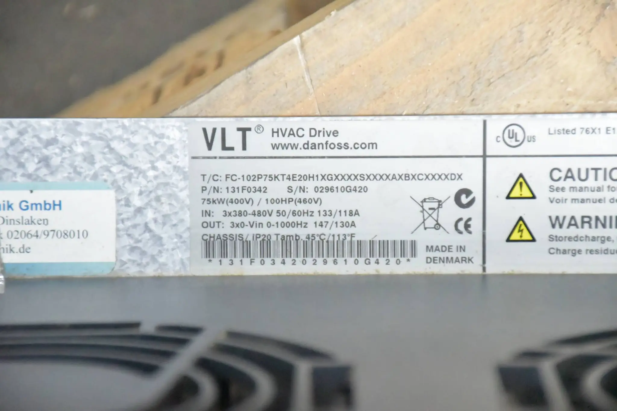Produktfoto 1 von Danfoss VLT® HVAC Drive FC-102P75KT4E20H1XGXXXXSXXXXAXBXCXXXXDX ( 131F0342 )