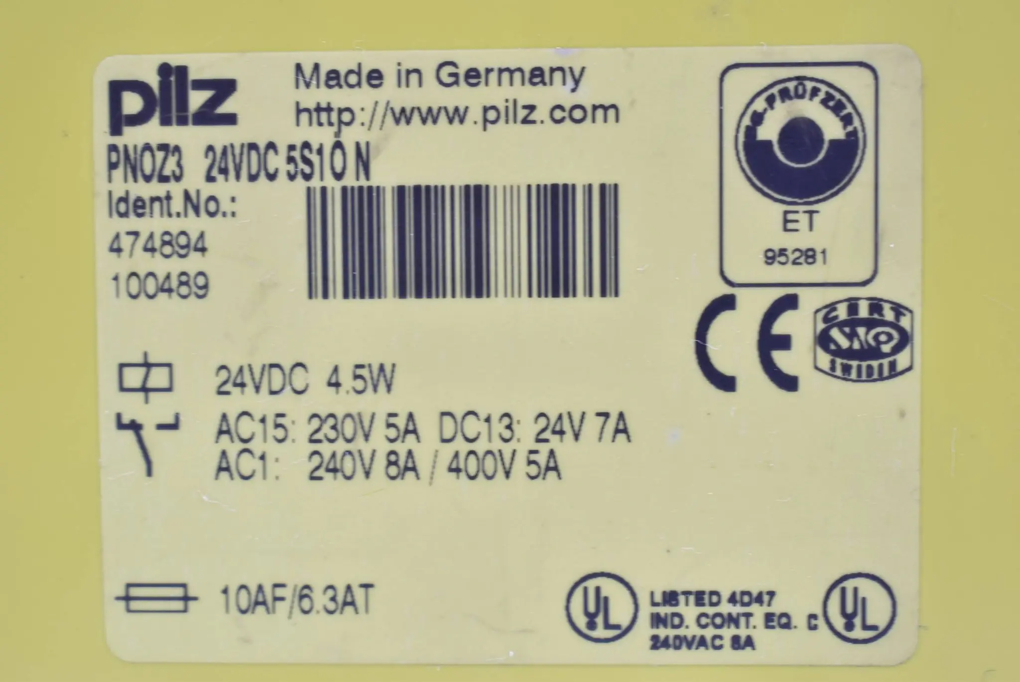 Produktfoto 1 von Pilz Sicherheitsschaltgerät 4,5W PNOZ3 24VDC 5S1ÖN ( 474894 )
