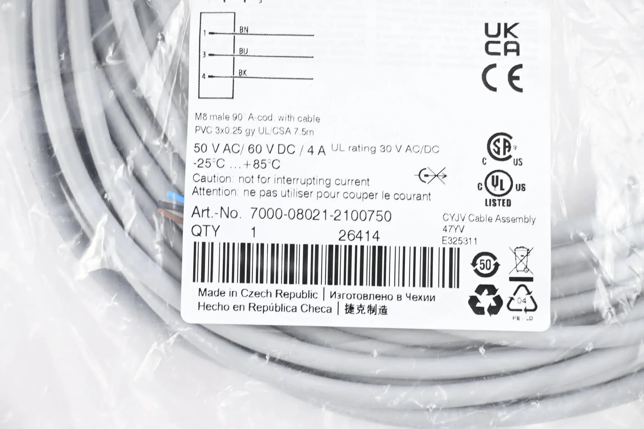 Produktfoto 1 von Murr Elektronik M8-Sensorleitung 7000-08021-2100750 ( 7,5m )