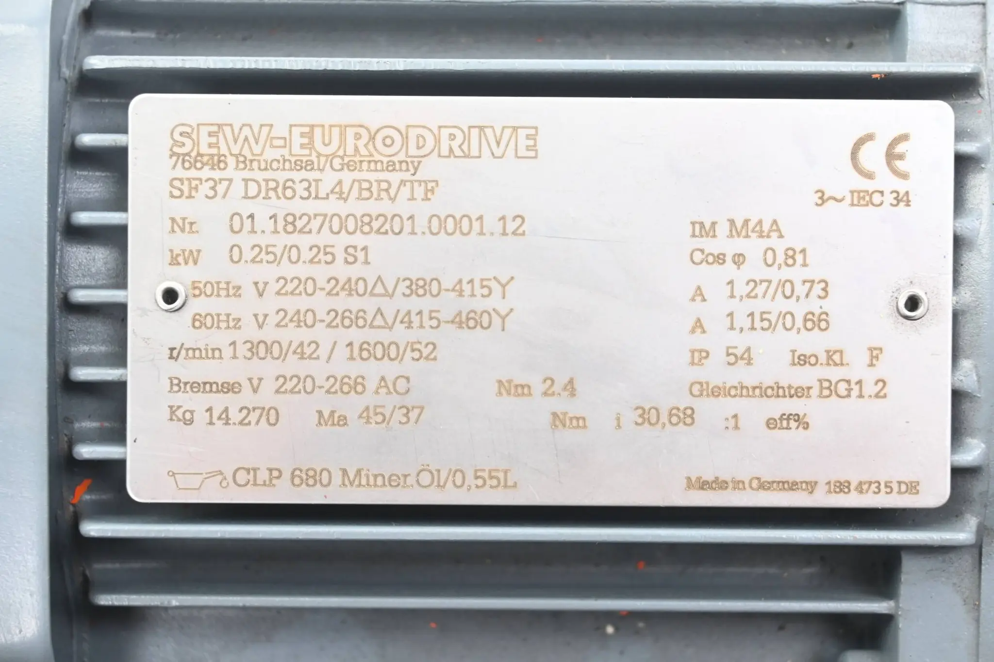 Produktfoto 1 von SEW Eurodrive Getriebemotor SF37DR63L4/BR/TF ( SF37 DR63L4/BR/TF )
