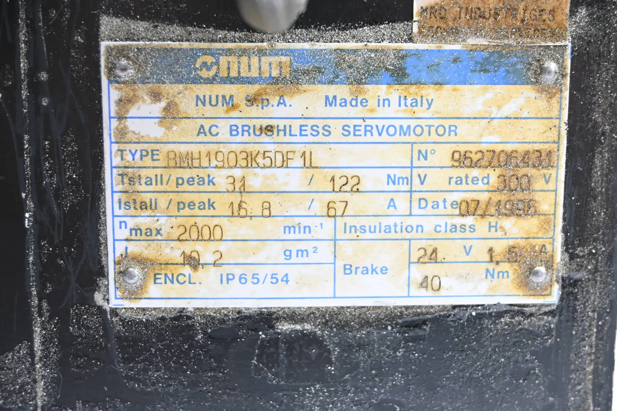Produktfoto 1 von NUM AC Servomotor BMH1903K5DF1L ( 16,8-67A 2000/min )