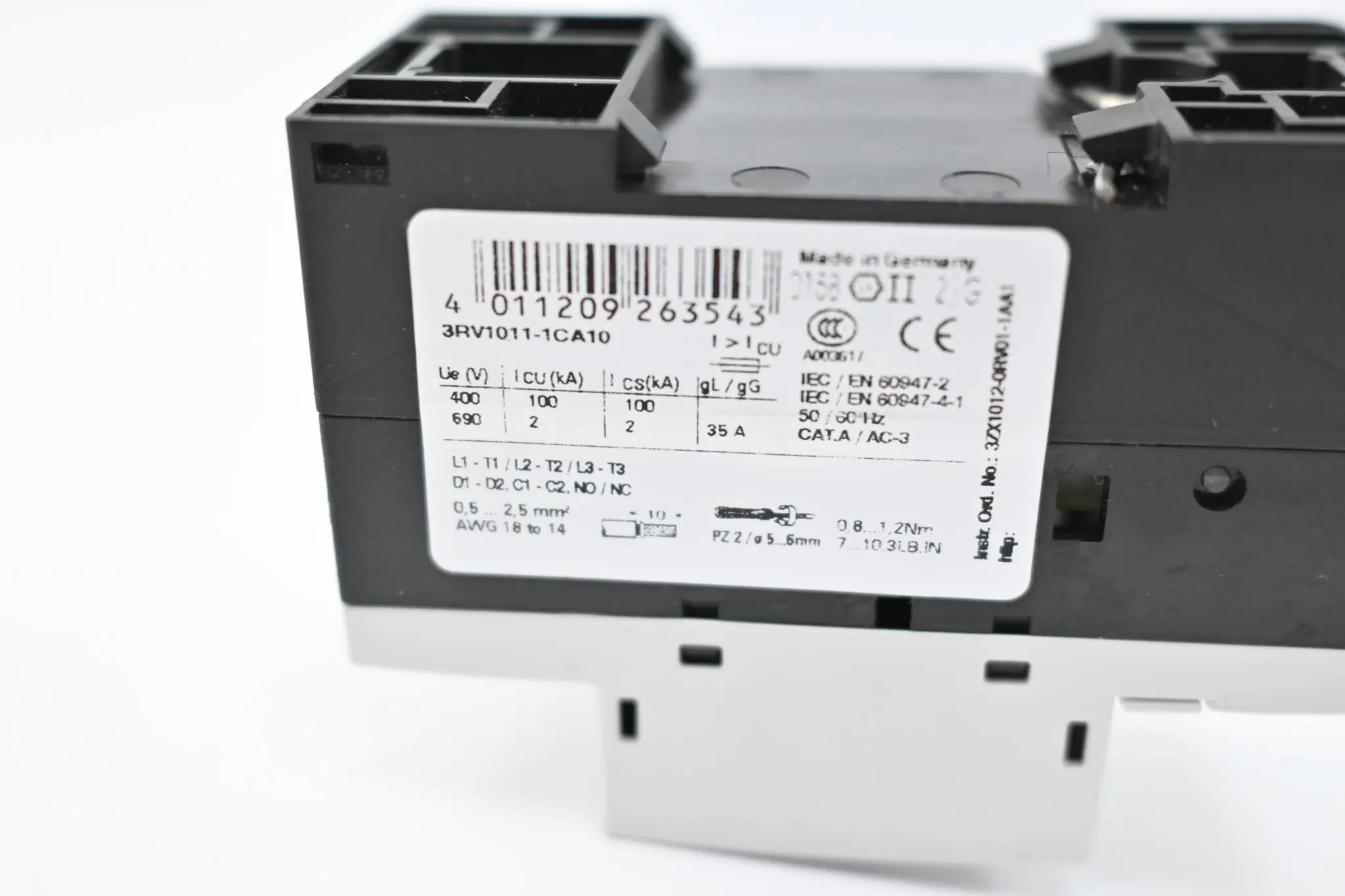 Produktfoto 1 von Siemens Sirius Leistungsschalter 3RV1011-1CA10 ( 3RV1 011-1CA10 )