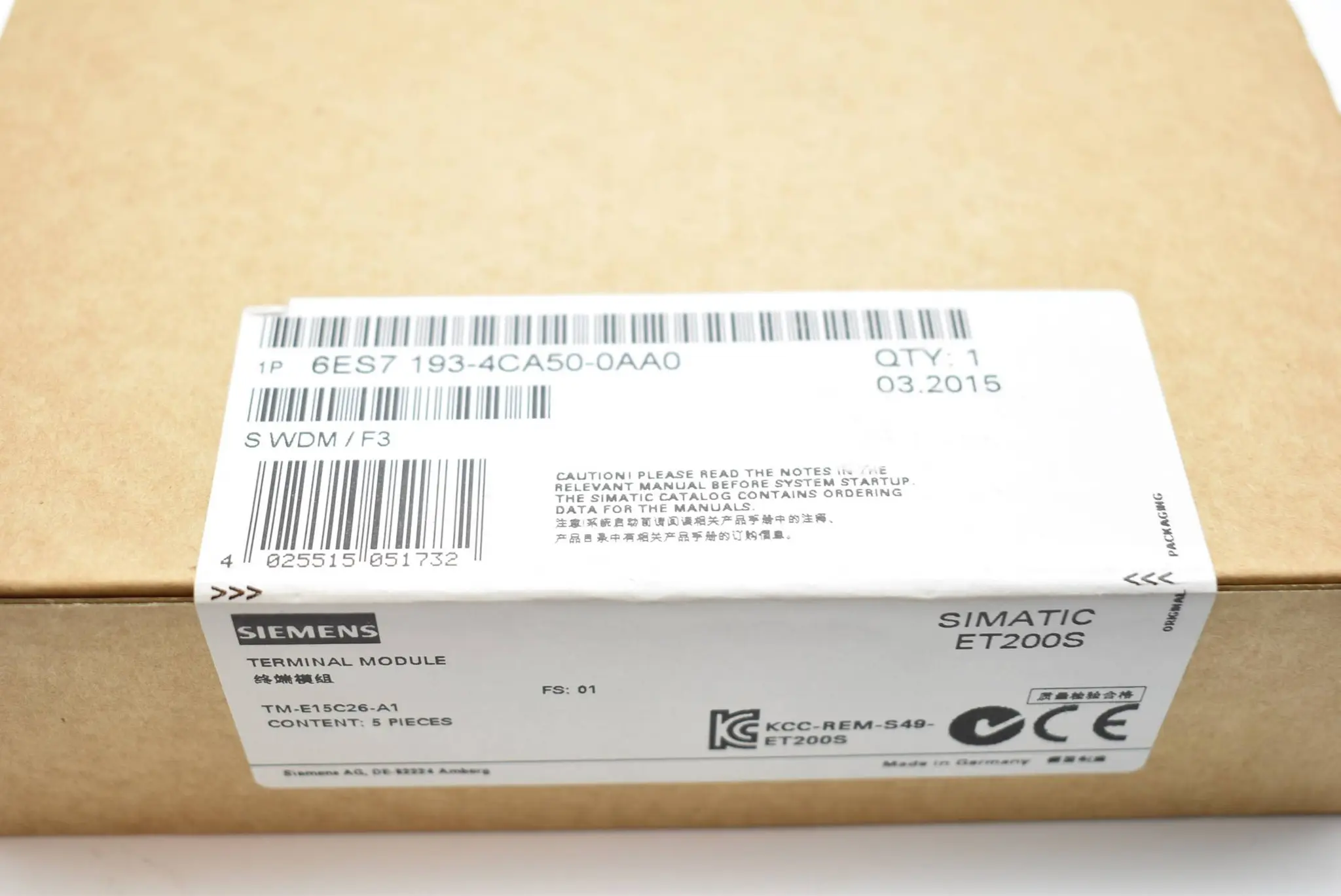 Produktfoto 1 von 5x Siemens simatic ET 200S 6ES7 193-4CA50-0AA0 ( 6ES7193-4CA50-0AA0 )
