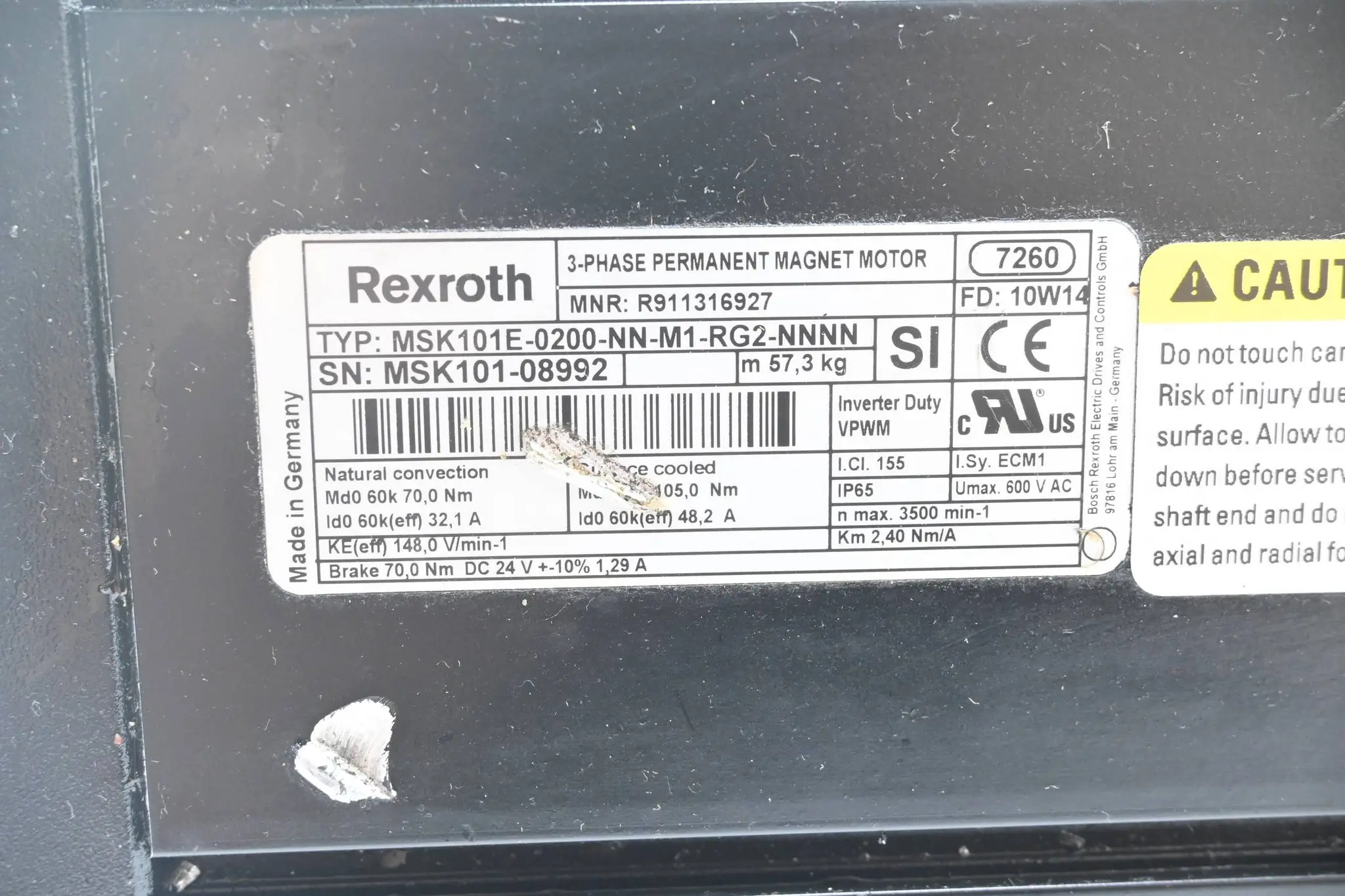 Produktfoto 1 von Rexroth Servomotor MSK101E-0200-NN-M1-RG2-NNNN ( R911316927 )