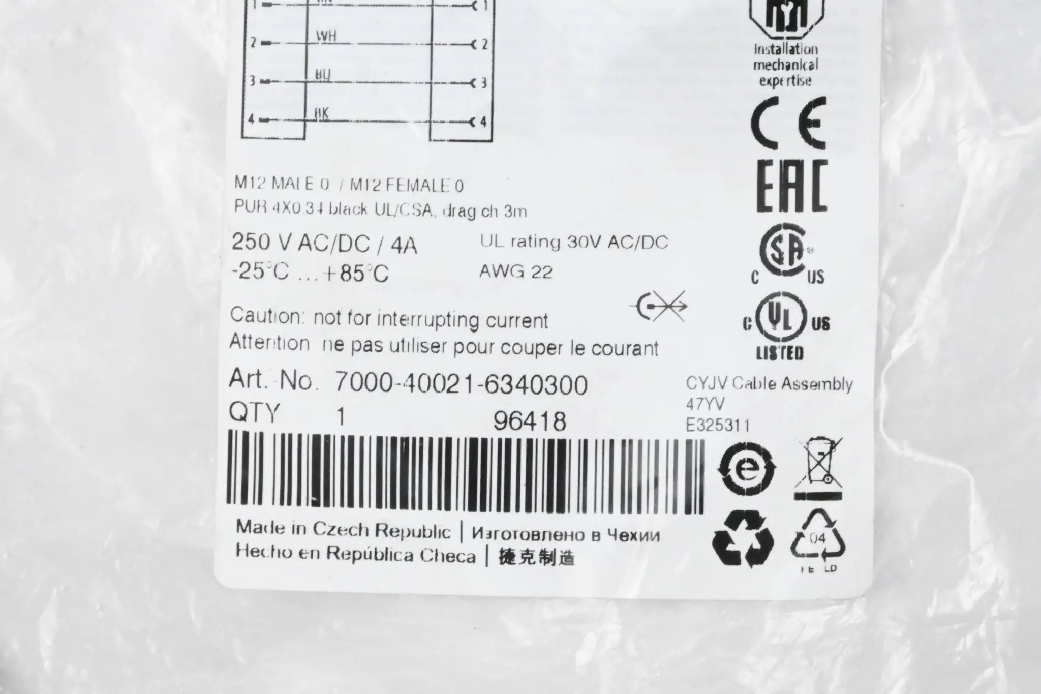 Produktfoto 1 von Murr Elektronik Steckverbinder 7000-40021-6340300 3m