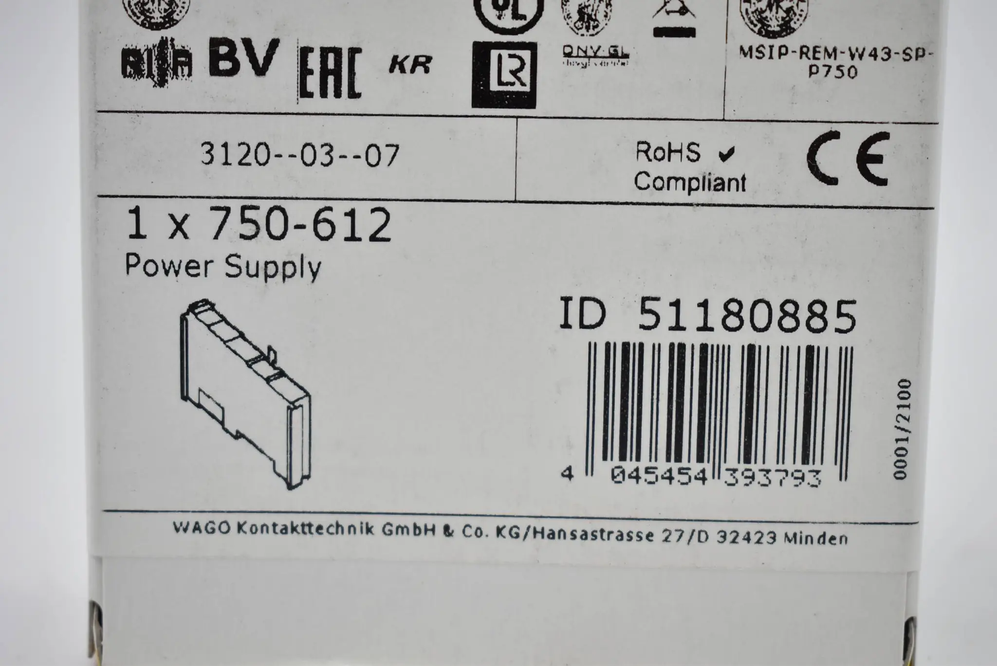 Produktfoto 1 von Wago Potenzialeinspeisung 750-612