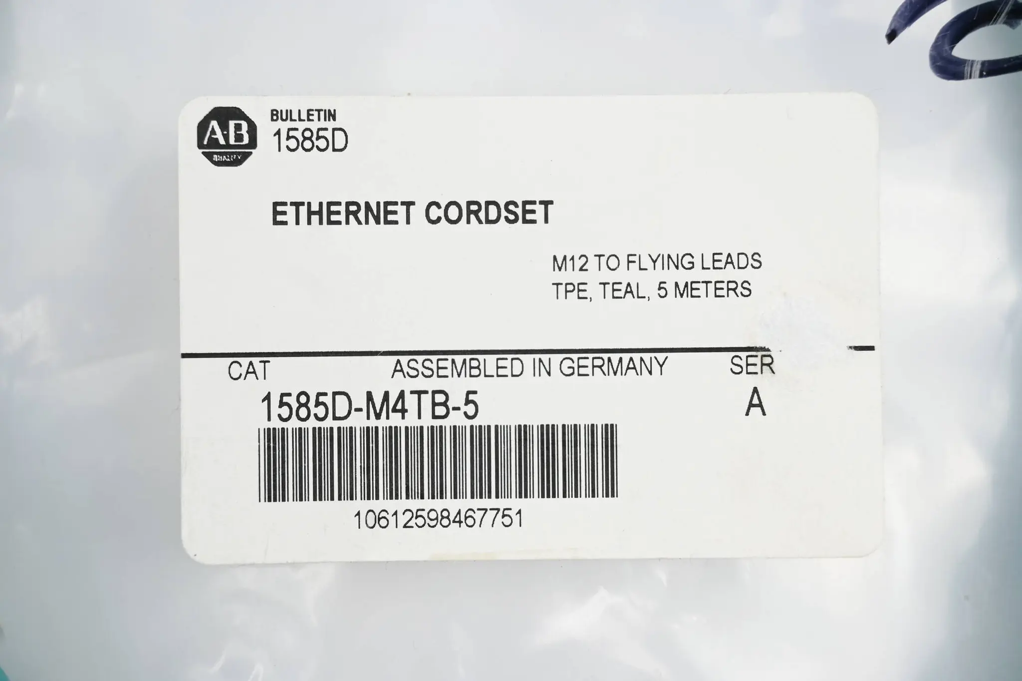 Produktfoto 1 von Allen Bradley Ethernet Cordset 5m 1585D-M4TB-5