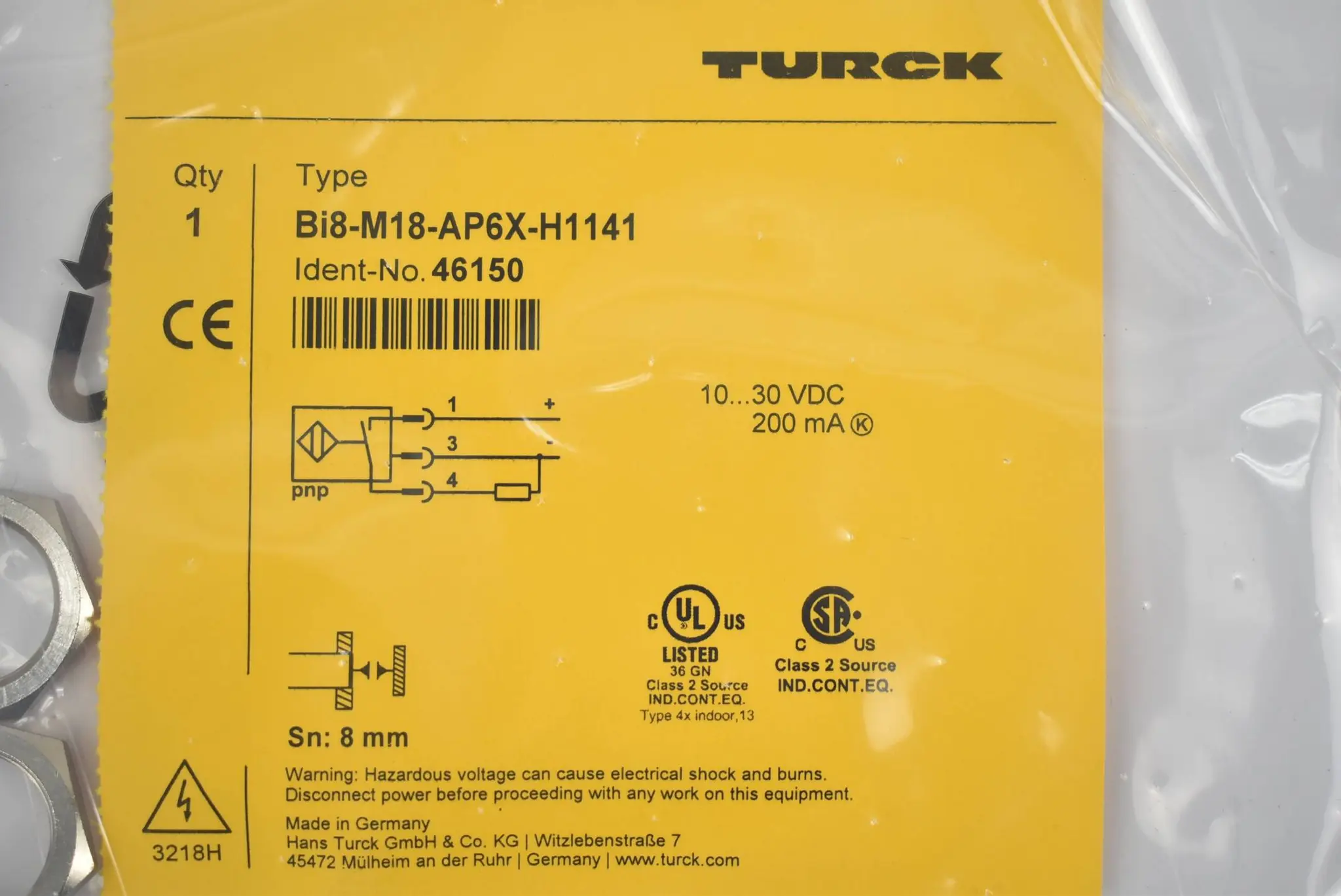 Produktfoto 1 von Turck Induktiver Sensor Bi8-M18-AP6X-H1141 ( 46150 )