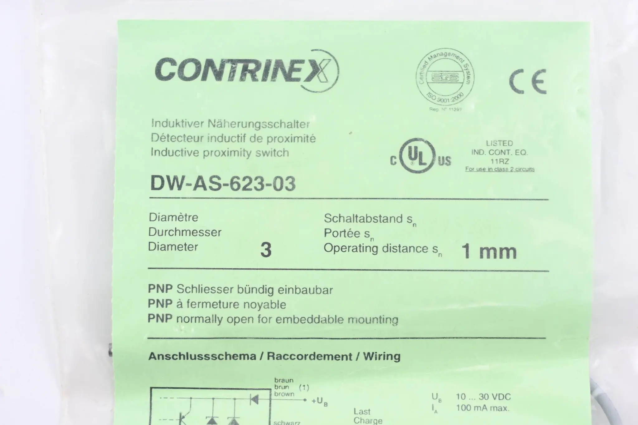 Produktfoto 1 von Contrinex Induktiver Näherungsschalter DW-AS-623-03