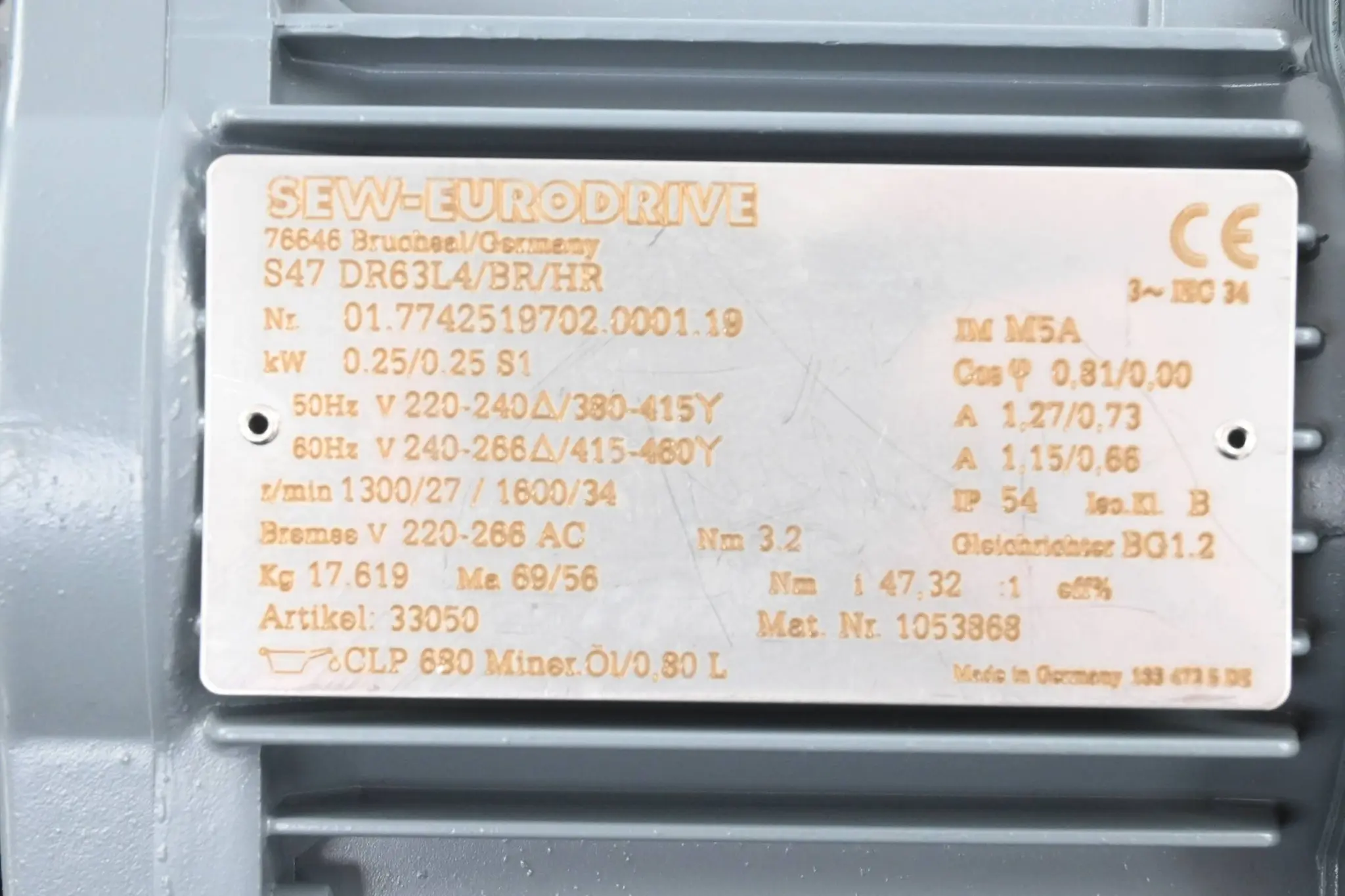 Produktfoto 1 von SEW-Eurodrive Getriebemotor S47 DR63L4/BR/HR ( S47DR63L4/BR/HR )