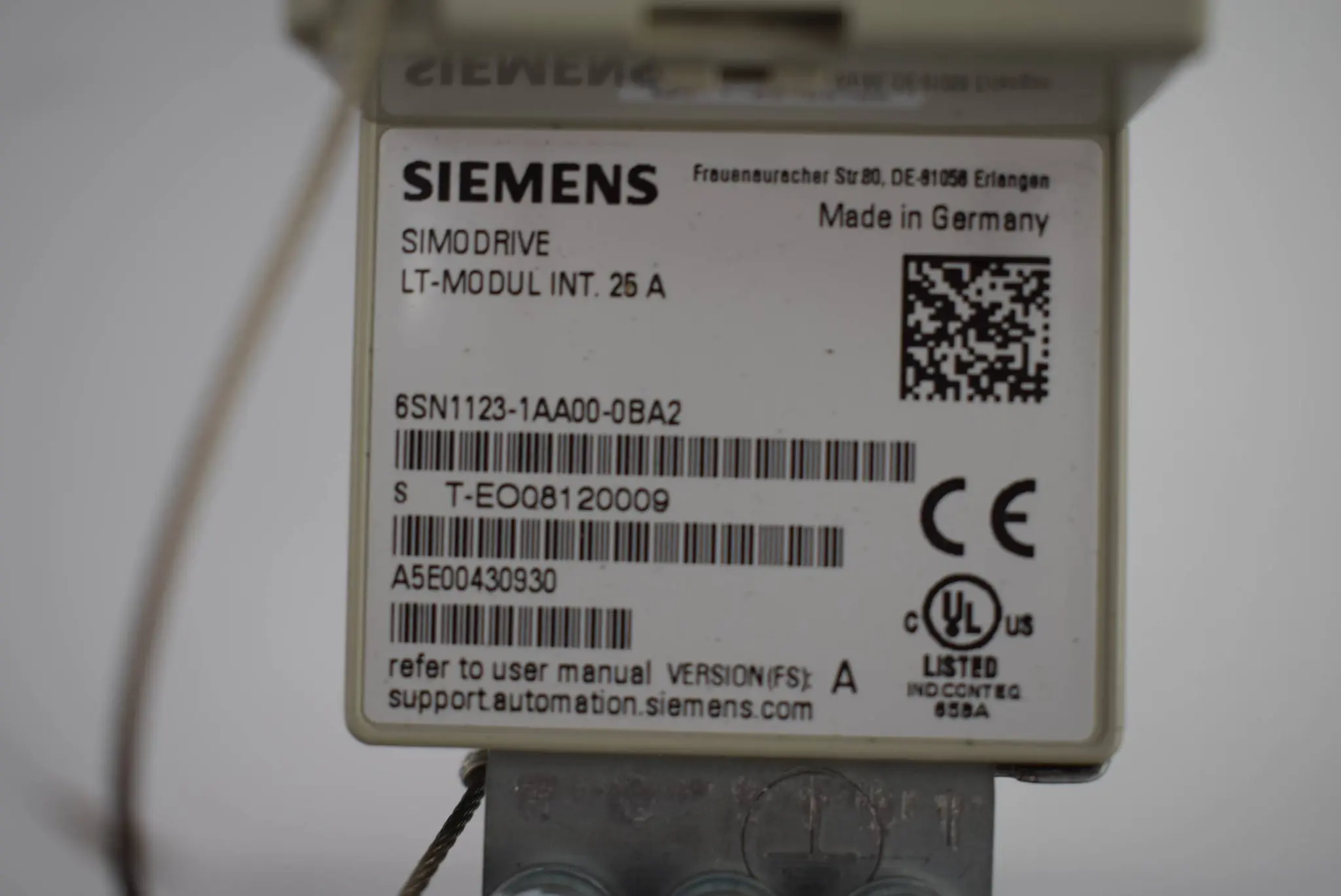 Produktfoto 1 von Siemens Simodrive Leistungsmodul 6SN1123-1AA00-0BA2 ( 6SN1 123-1AA00-0BA2 ) A