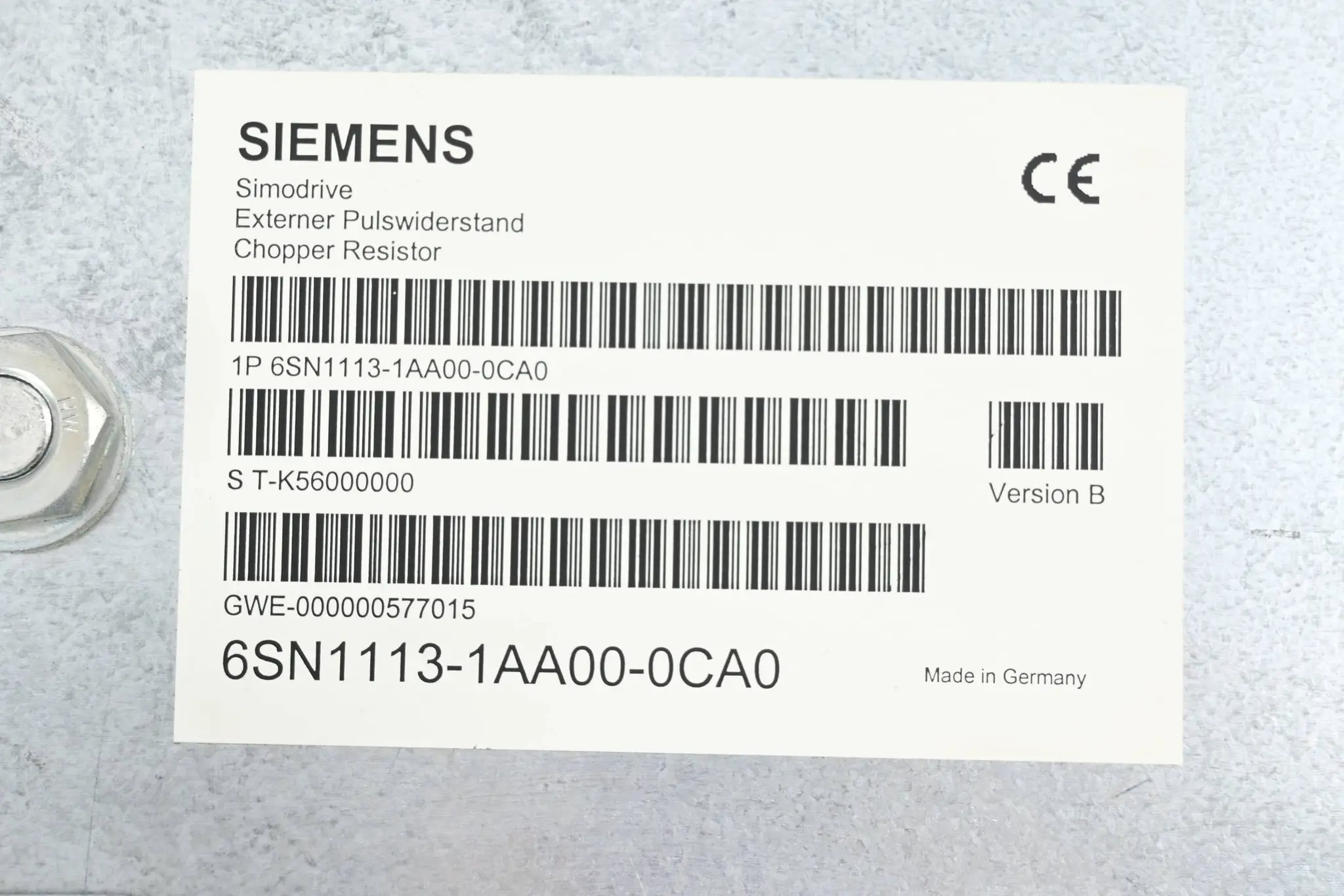 Produktfoto 1 von Siemens Simodrive Pulswiderstand 6SN1113-1AA00-0CA0 ( 6SN1 113-1AA00-0CA0 )