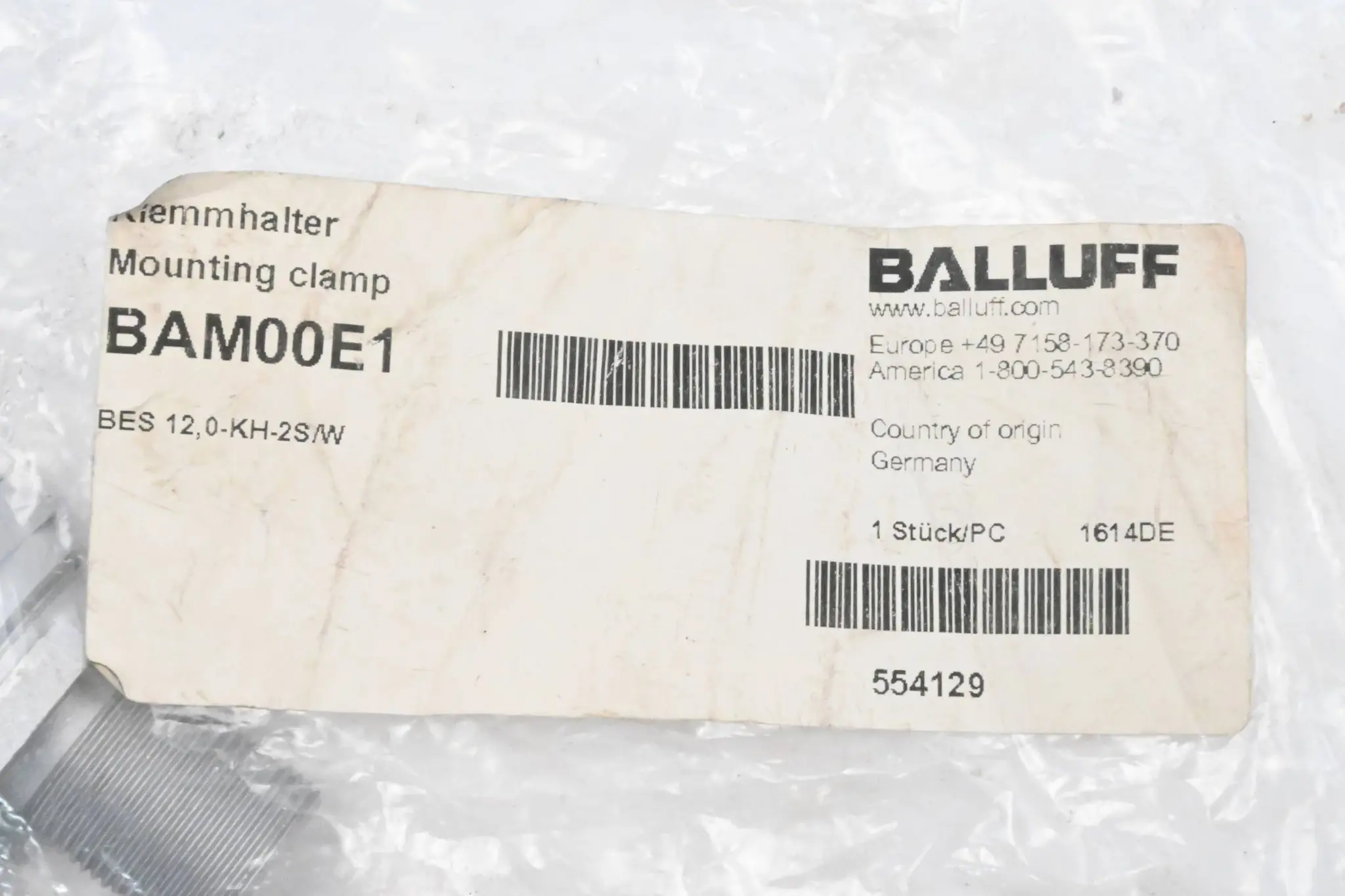 Produktfoto 1 von Balluff BAM00E1 Klemmhalter mit Festanschlag ( 554129 )