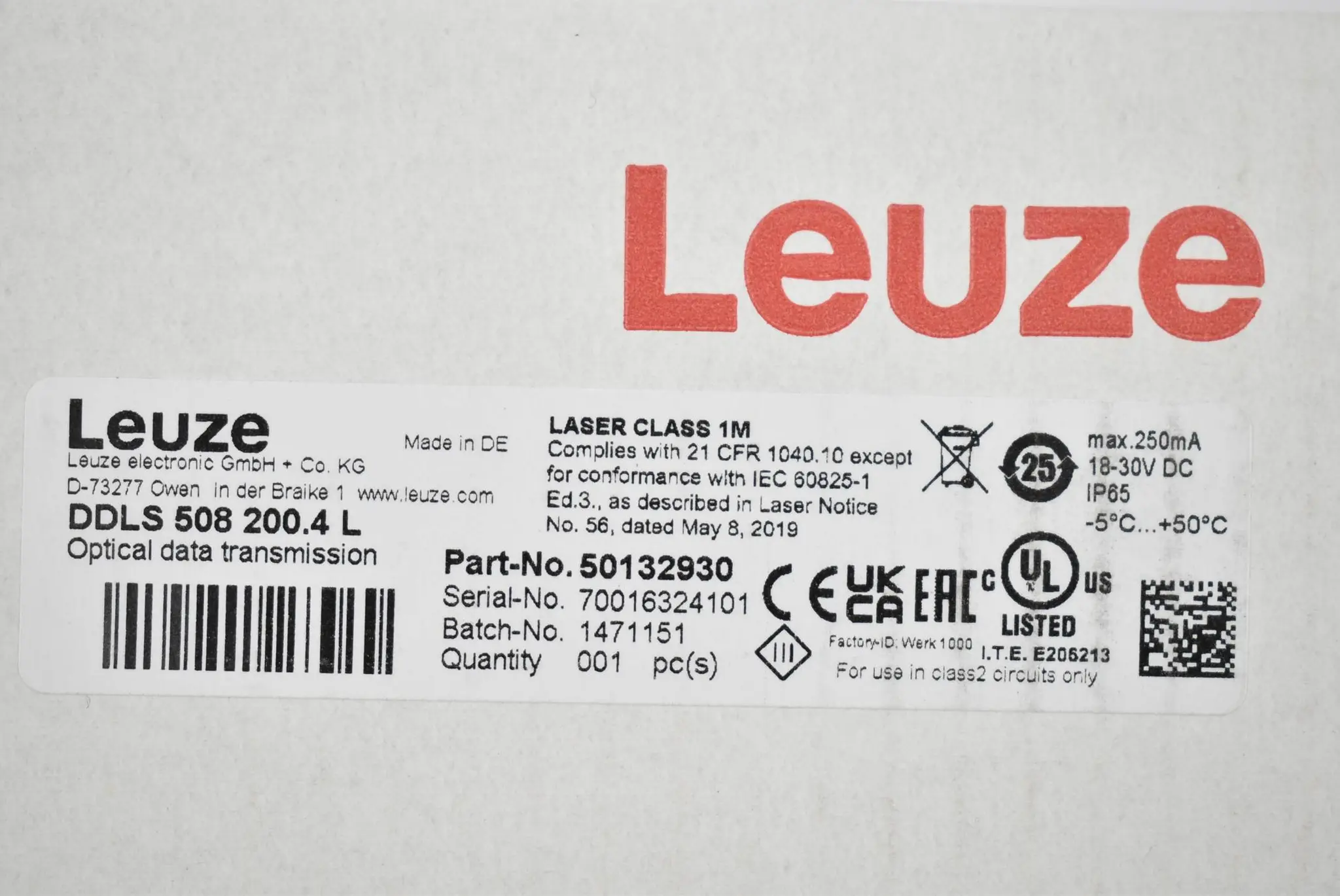 Produktfoto 1 von Leuze Electronic Optische Datenübertragung DDLS 508 200.4 L ( 50132930 )