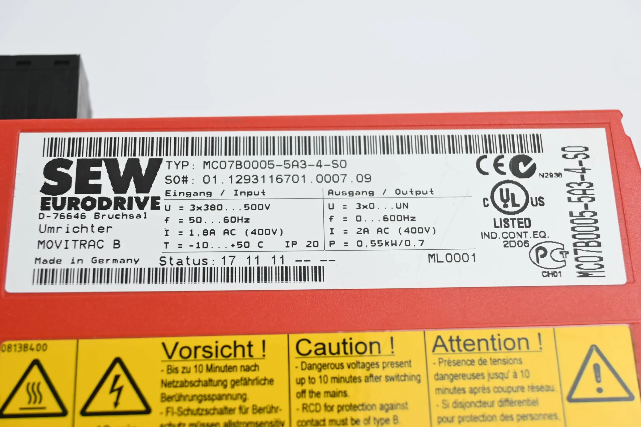 Produktfoto 1 von SEW-Eurodrive Movitrac B Umrichter MC07B0005-5A3-4-S0 inkl. FSC11B
