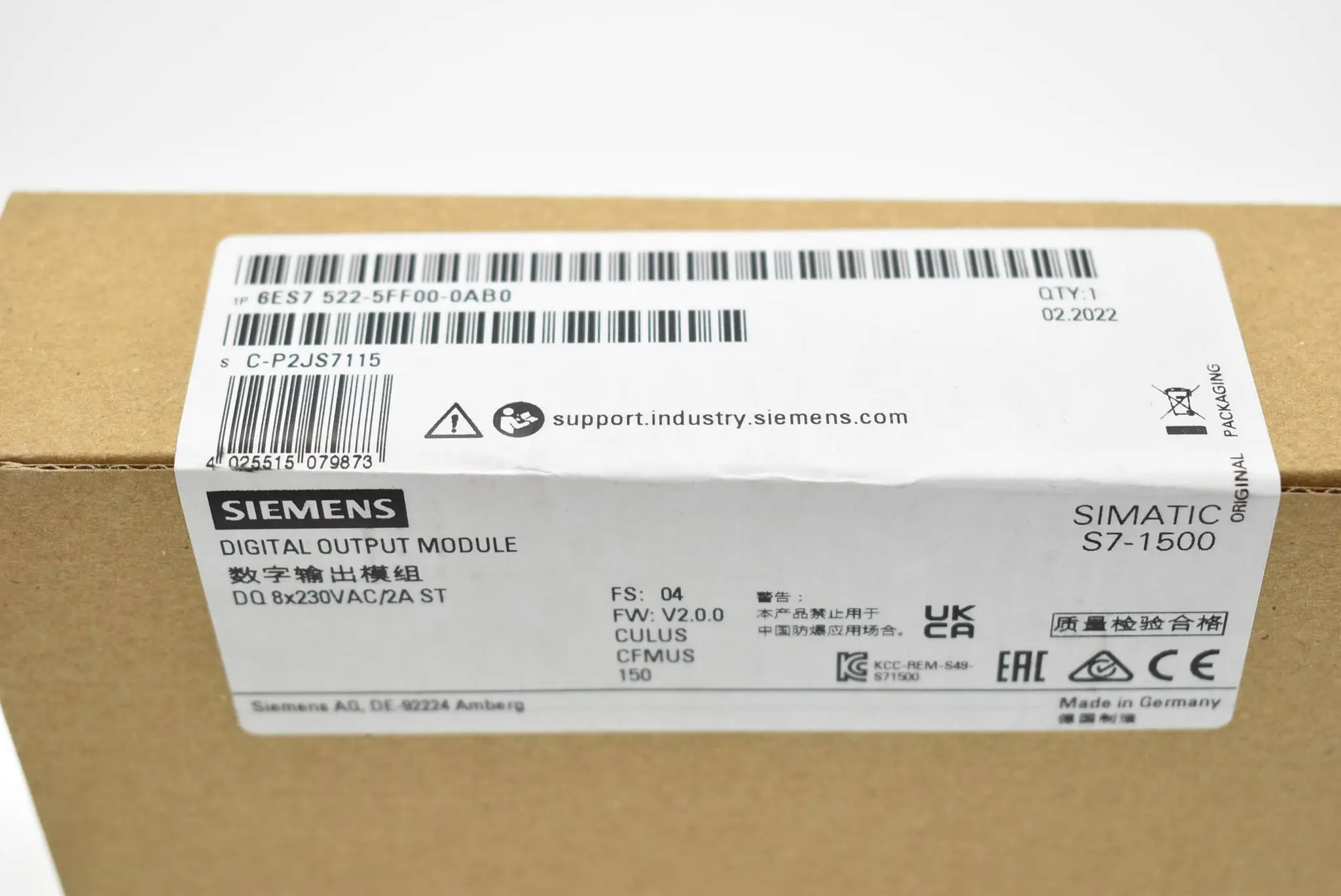 Produktfoto 1 von Siemens simatic S7-1500 6ES7 522-5FF00-0AB0 ( 6ES7522-5FF00-0AB0 ) FS4