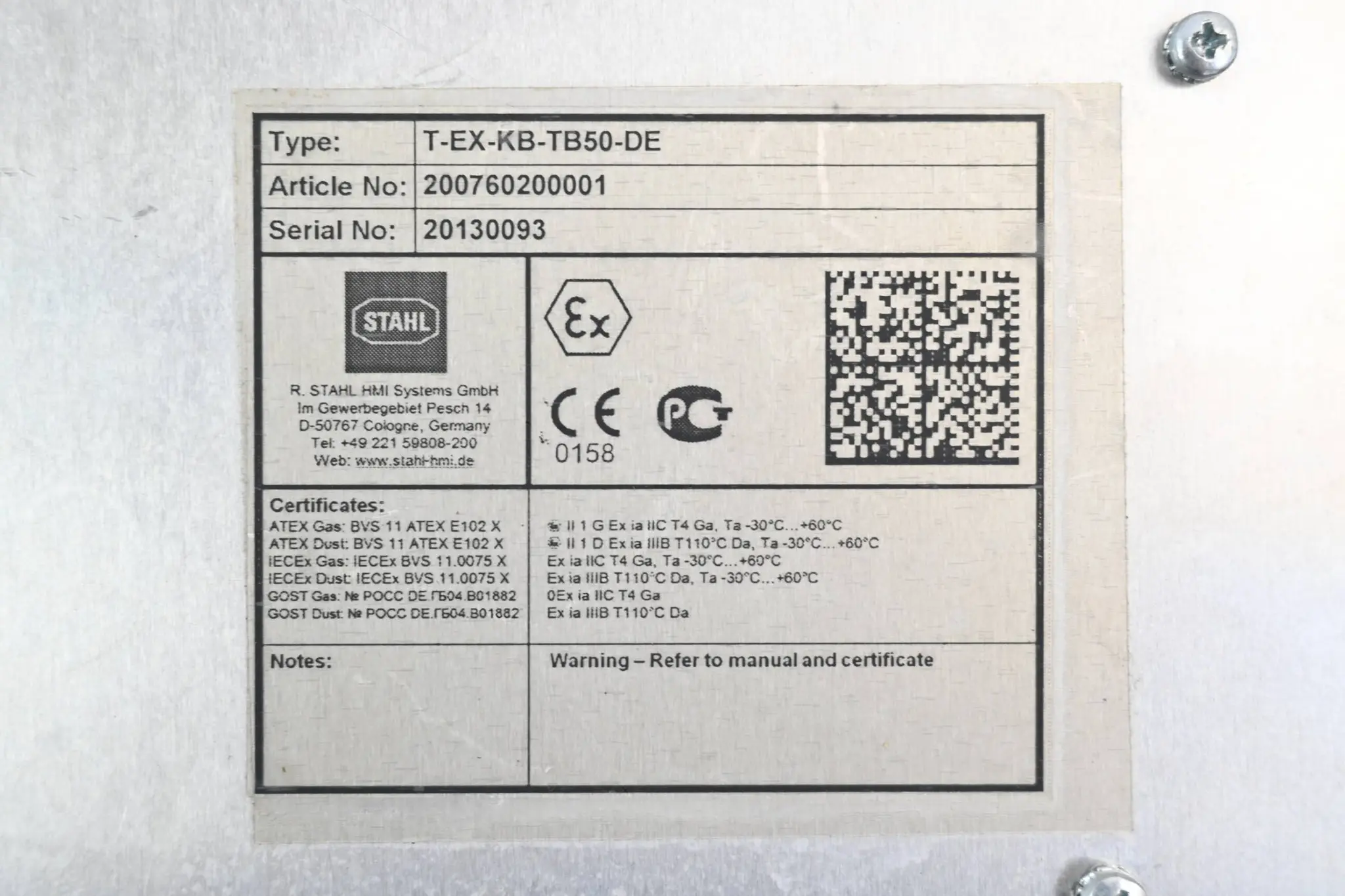 Produktfoto 1 von Stahl Exicom Tastatur T-EX-KB-TB50-DE ( 200760200001 )