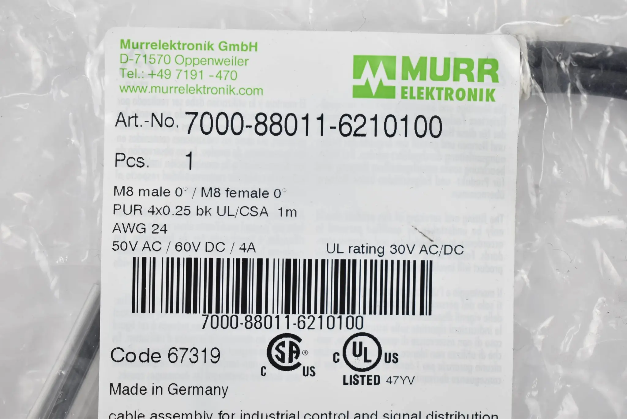 Produktfoto 1 von Murr Elektronik Sensor-/Aktor-Kabel 7000-88011-6210100