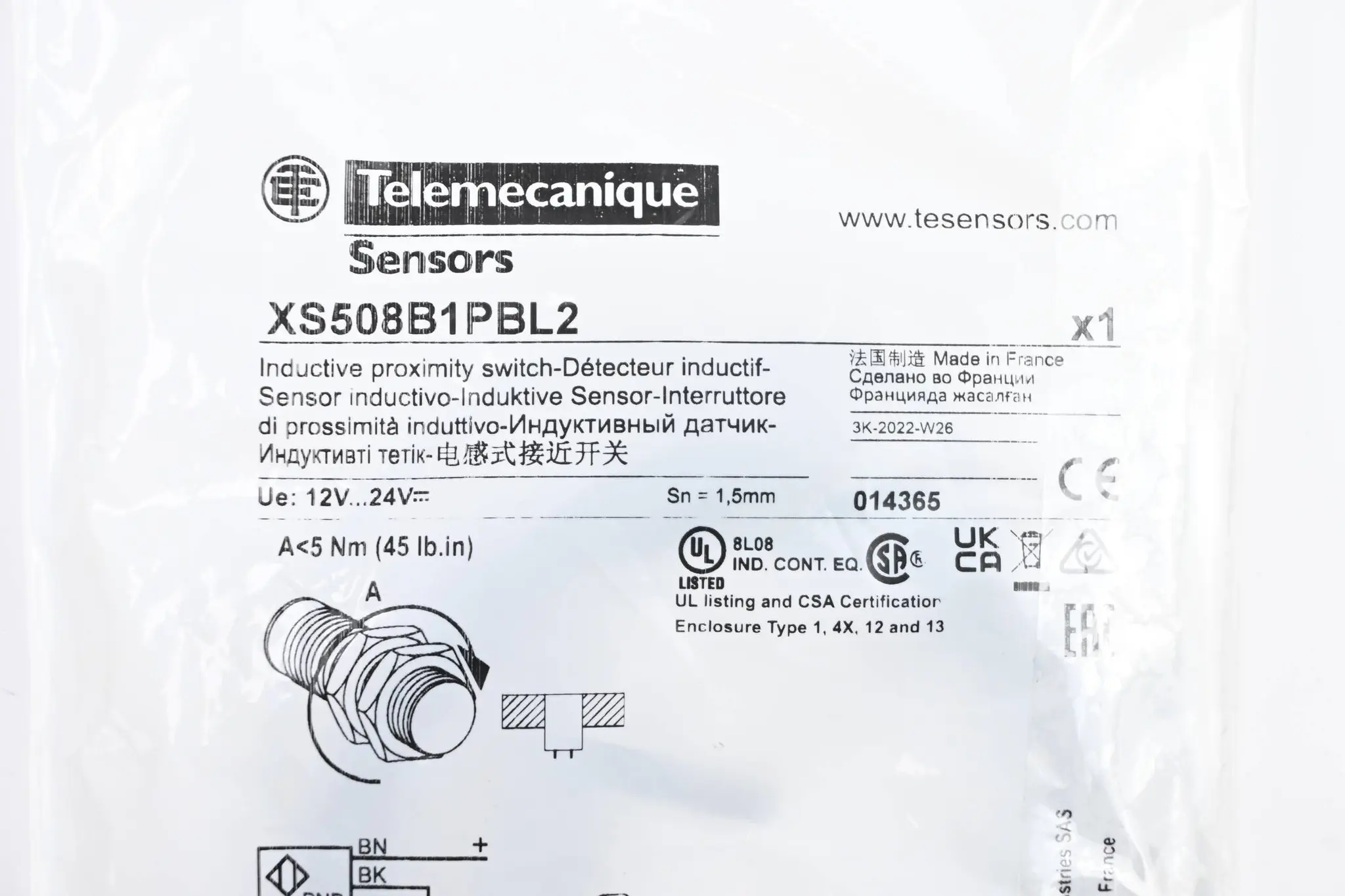 Produktfoto 1 von Telemecanique induktiver Näherungsschalter XS508B1PBL2 ( 014365 )