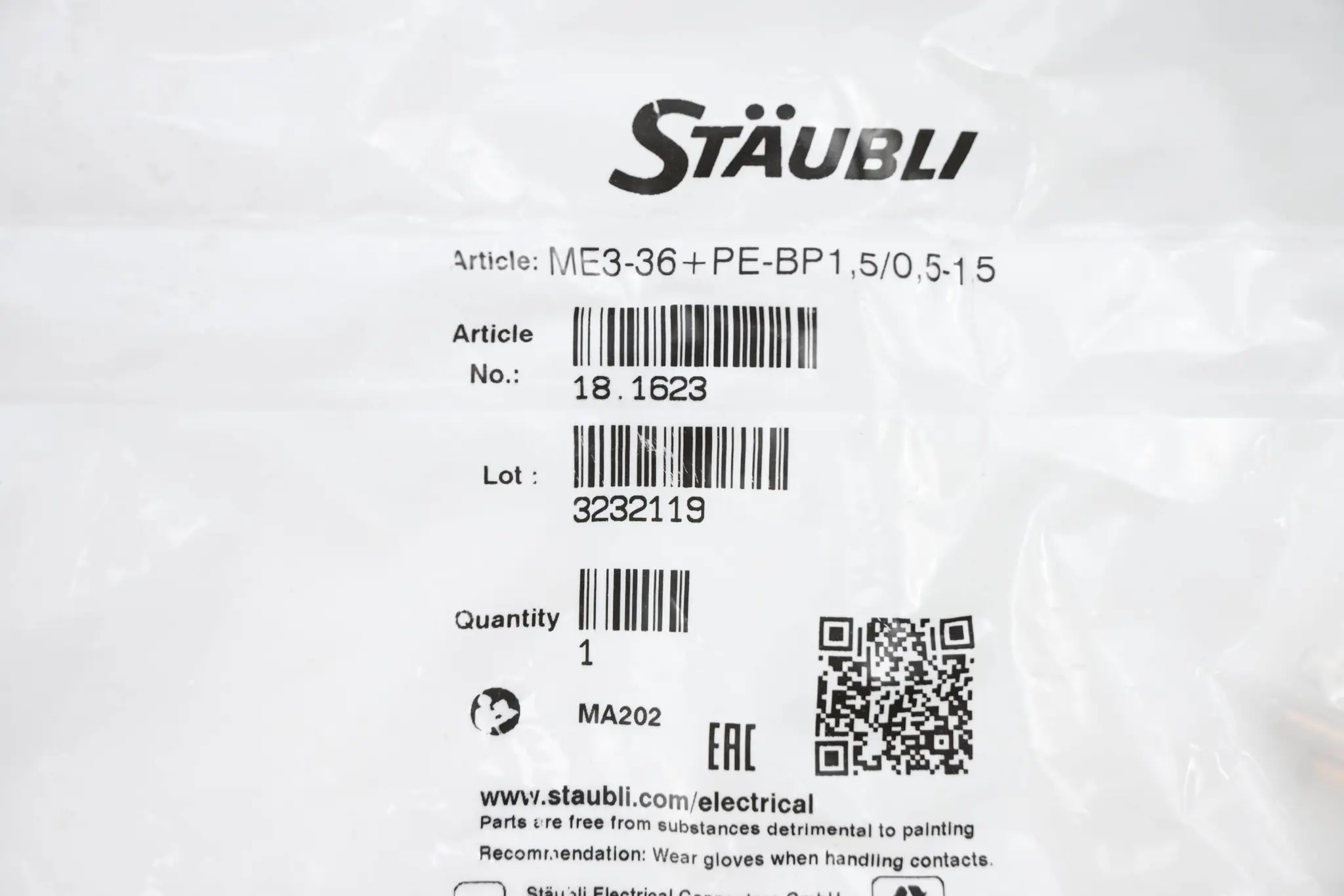 Produktfoto 1 von Stäubli Buchseneinsatz ME3-36+PE-BP1,5/0,5-1,5 ( 18.1623 )