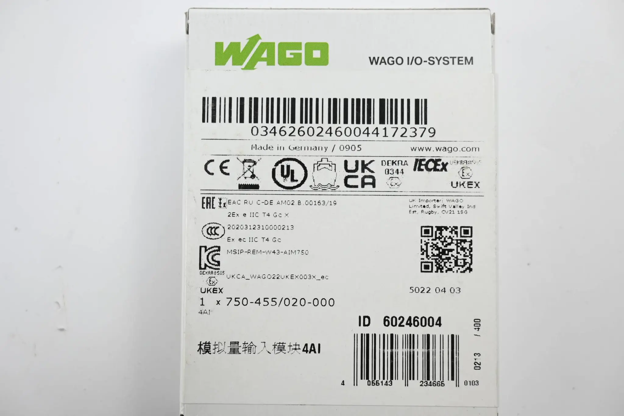 Produktfoto 1 von Wago 4-Kanal-Analogeingangsmodul 750-455/020-000