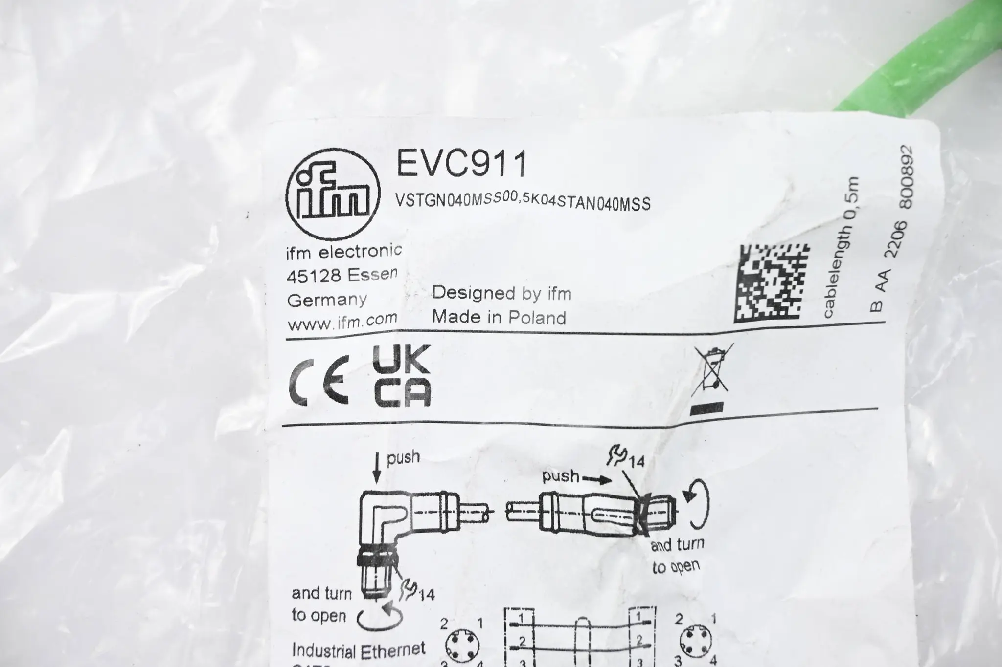 Produktfoto 1 von Ifm Electronic Verbindungskabel EVC911 ( VSTGN040MSS00,5K04STAN040MSS )