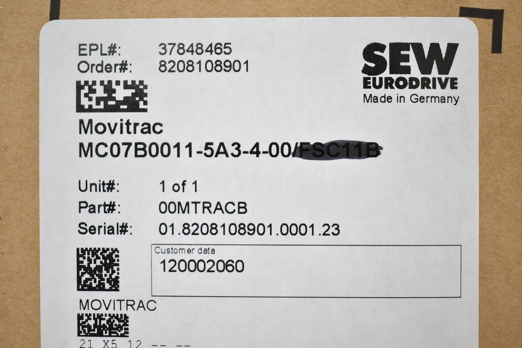 Produktfoto 1 von SEW Eurodrive Movitrac B Umrichter MC07B0011-5A3-4-00