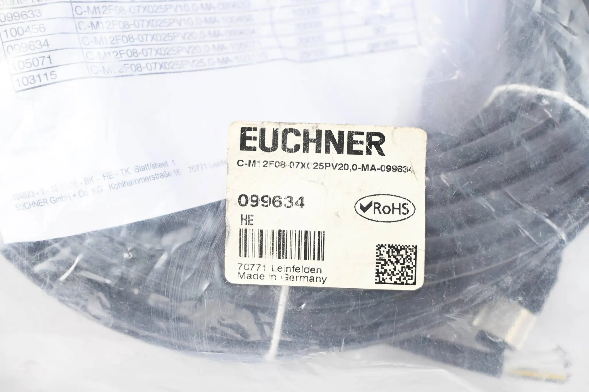 Produktfoto 1 von Euchner Anschlussleitung C-M12F08-07X025PV20,0-MA-099634 ( 099634 ) 20,0m
