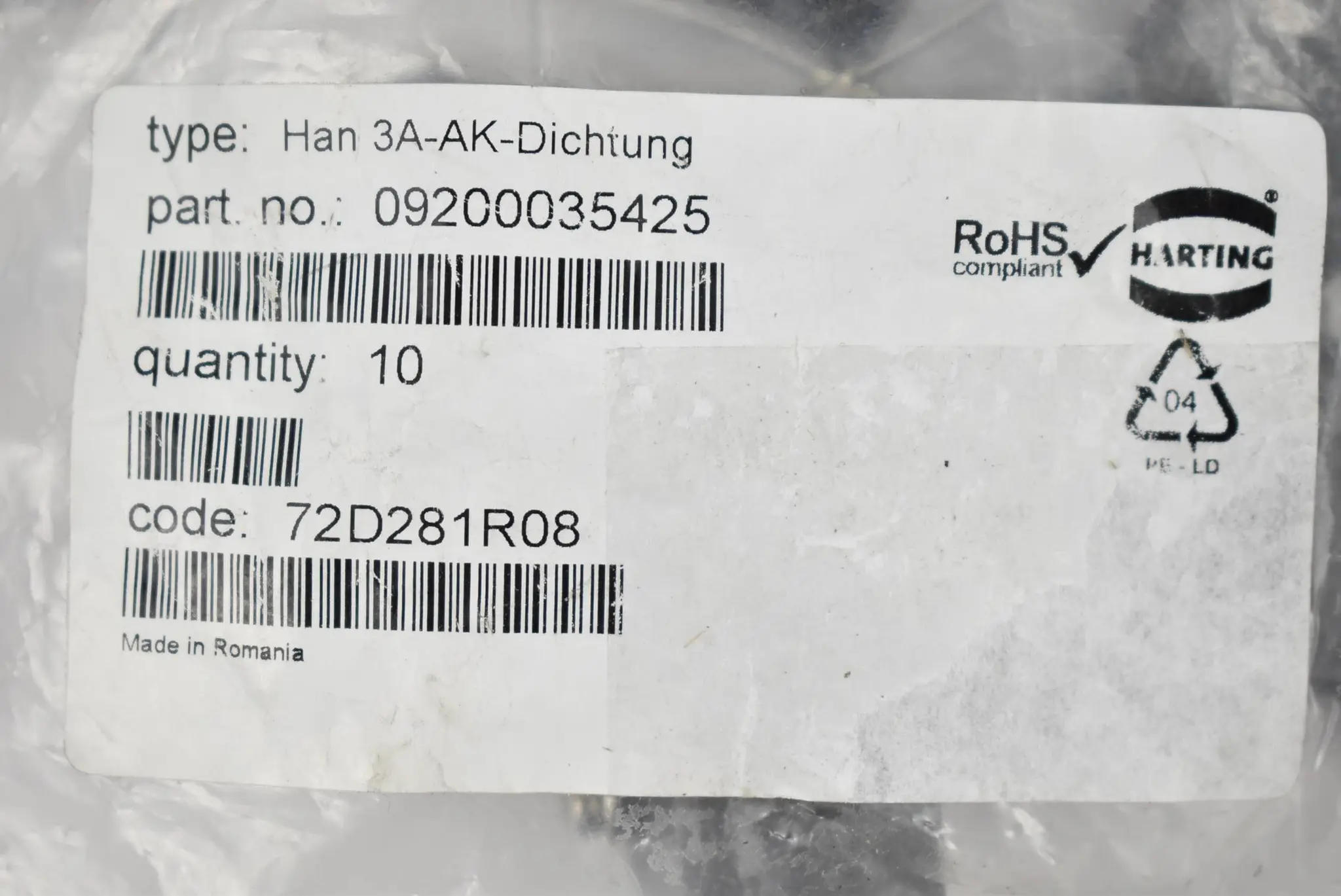Produktfoto 1 von Harting Han 3A-AK-Dichtung ( 09200035425 ) 10er Pack