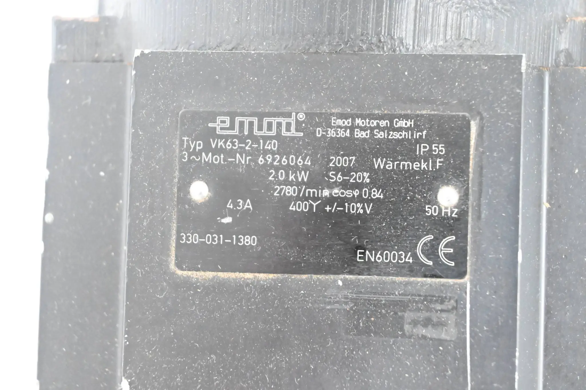Produktfoto 1 von Emod 3-Phasenmotor VK63-2-140 ( 2.0 kW / 4.3 A / 2780/ min ) inkl. Aufsatz