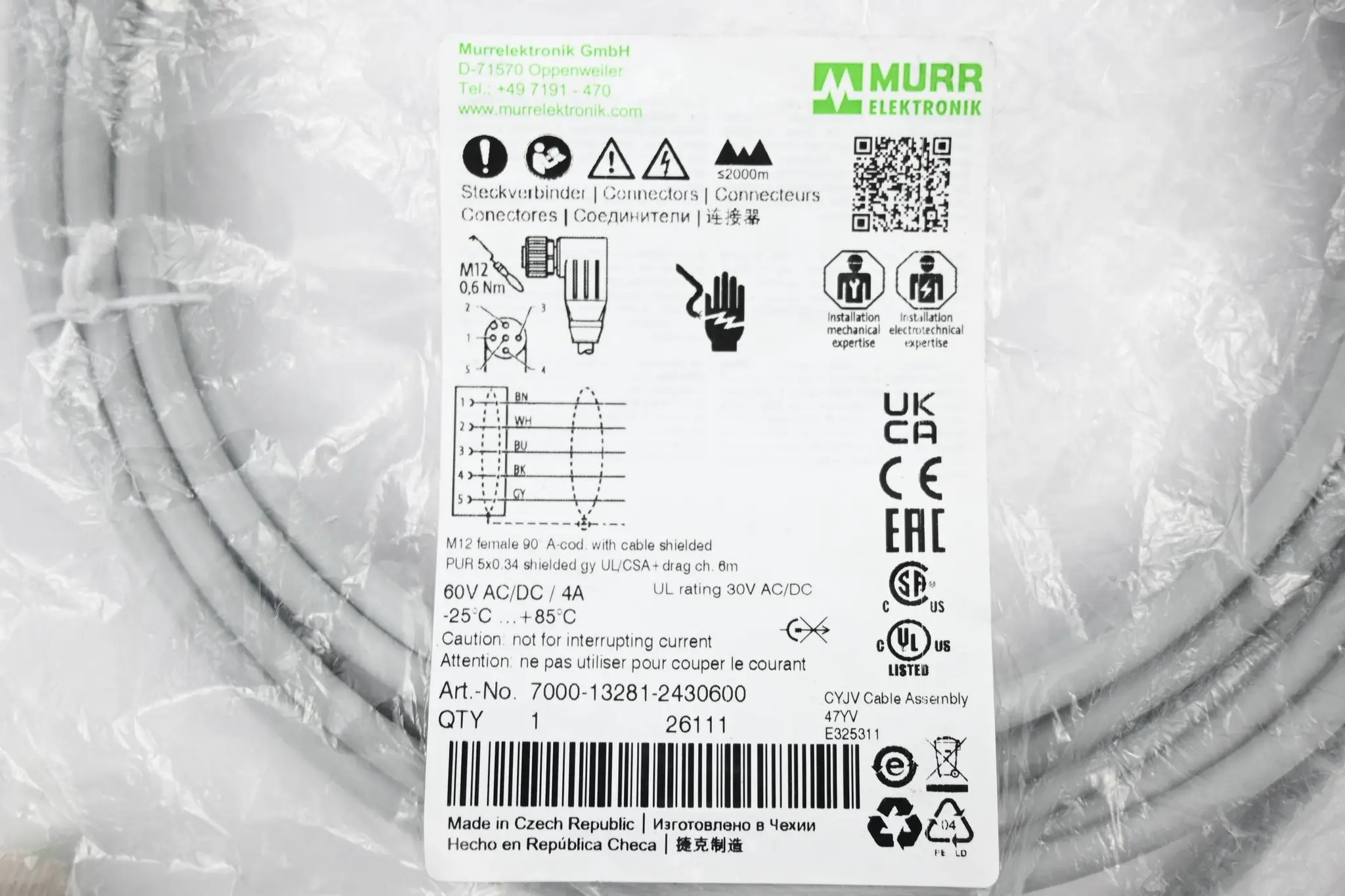 Produktfoto 1 von Murr Elektronik Anschlusskabel 7000-13281-2430600 ( 6m )