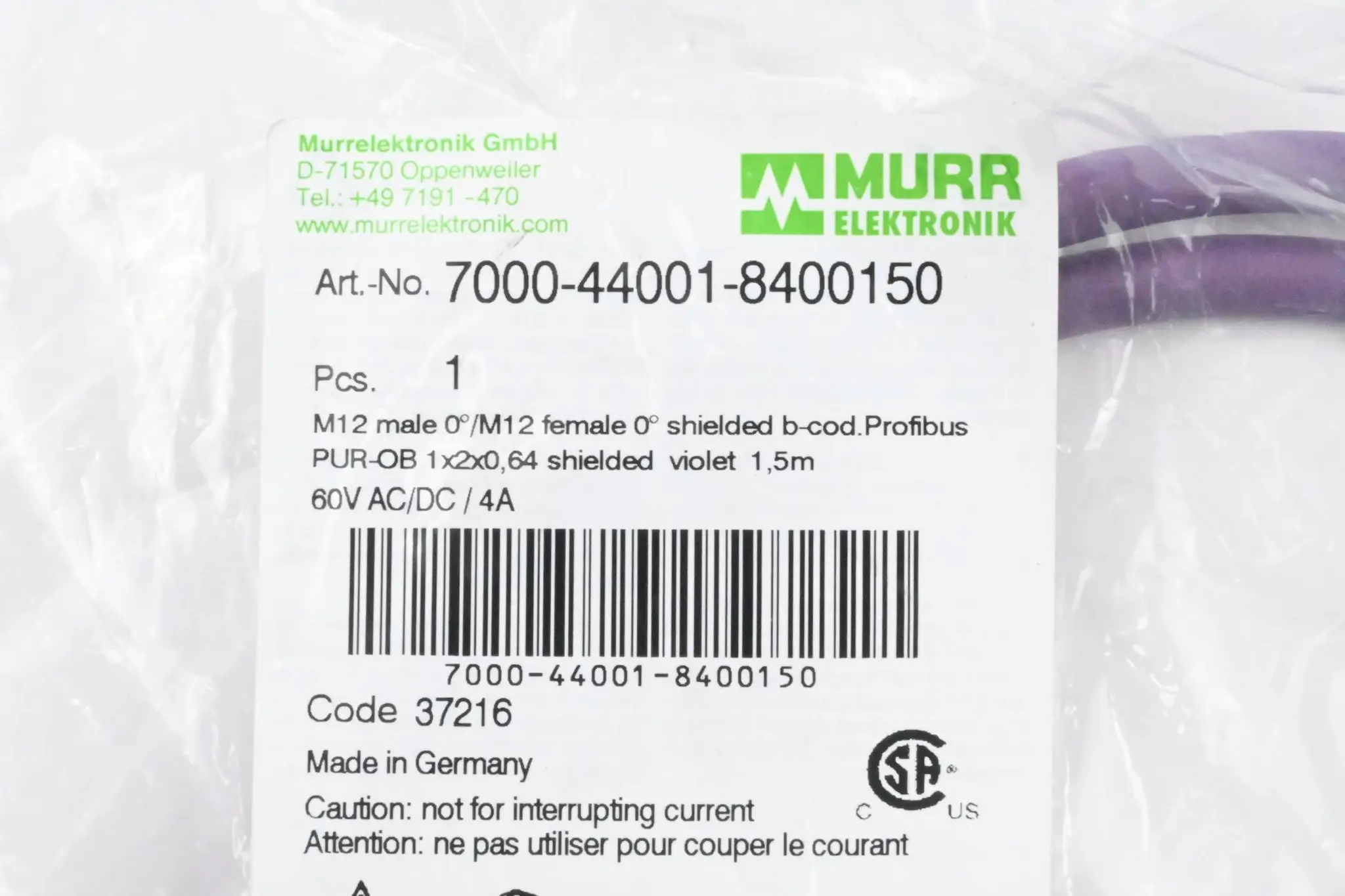 Produktfoto 1 von Murr Elektronik Steckverbinder 7000-44001-8400150 1,5m