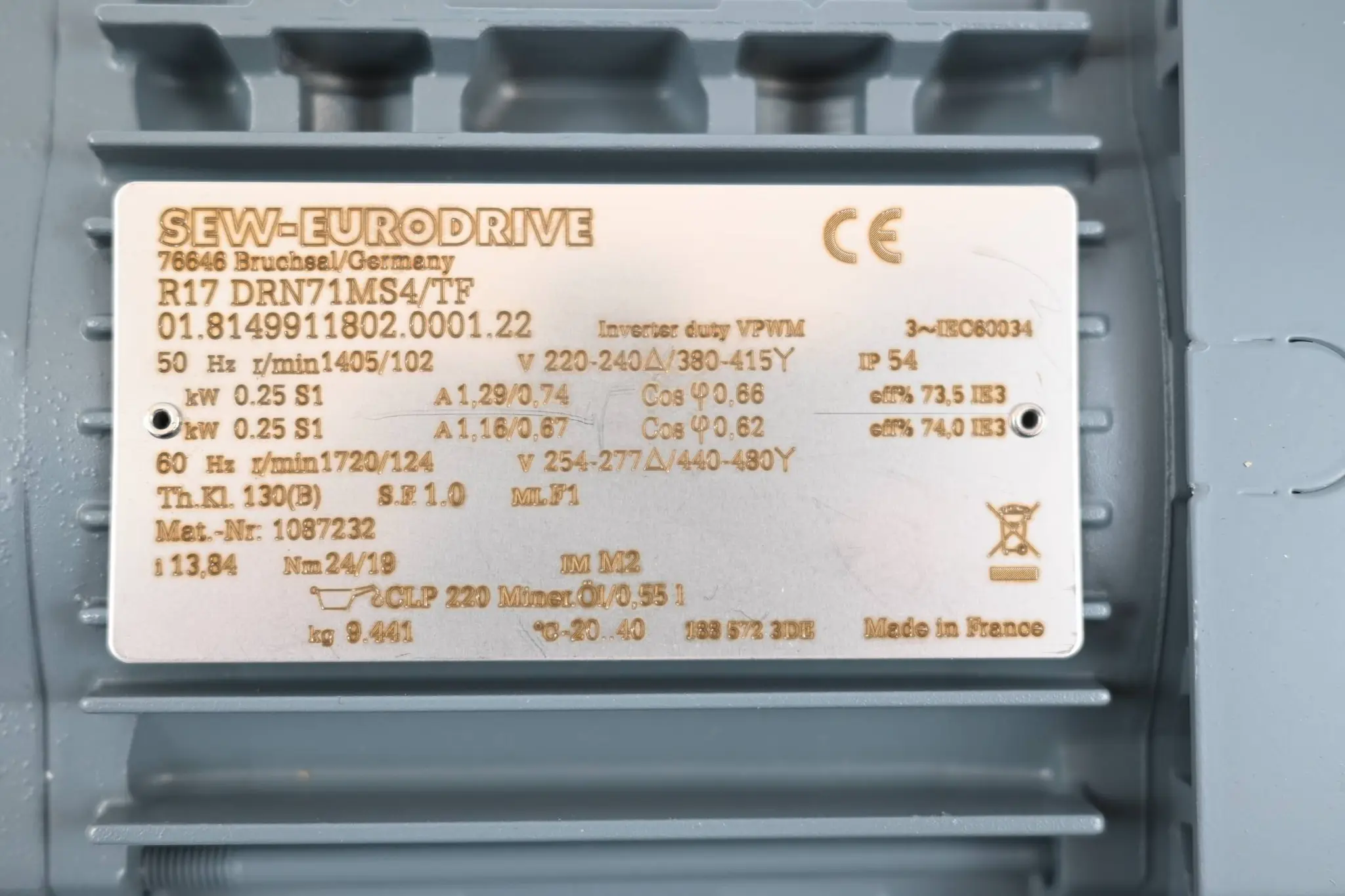 Produktfoto 1 von SEW-Eurodrive Getriebemotor R17 DRN71MS4/TF ( R17DRN71MS4/TF )