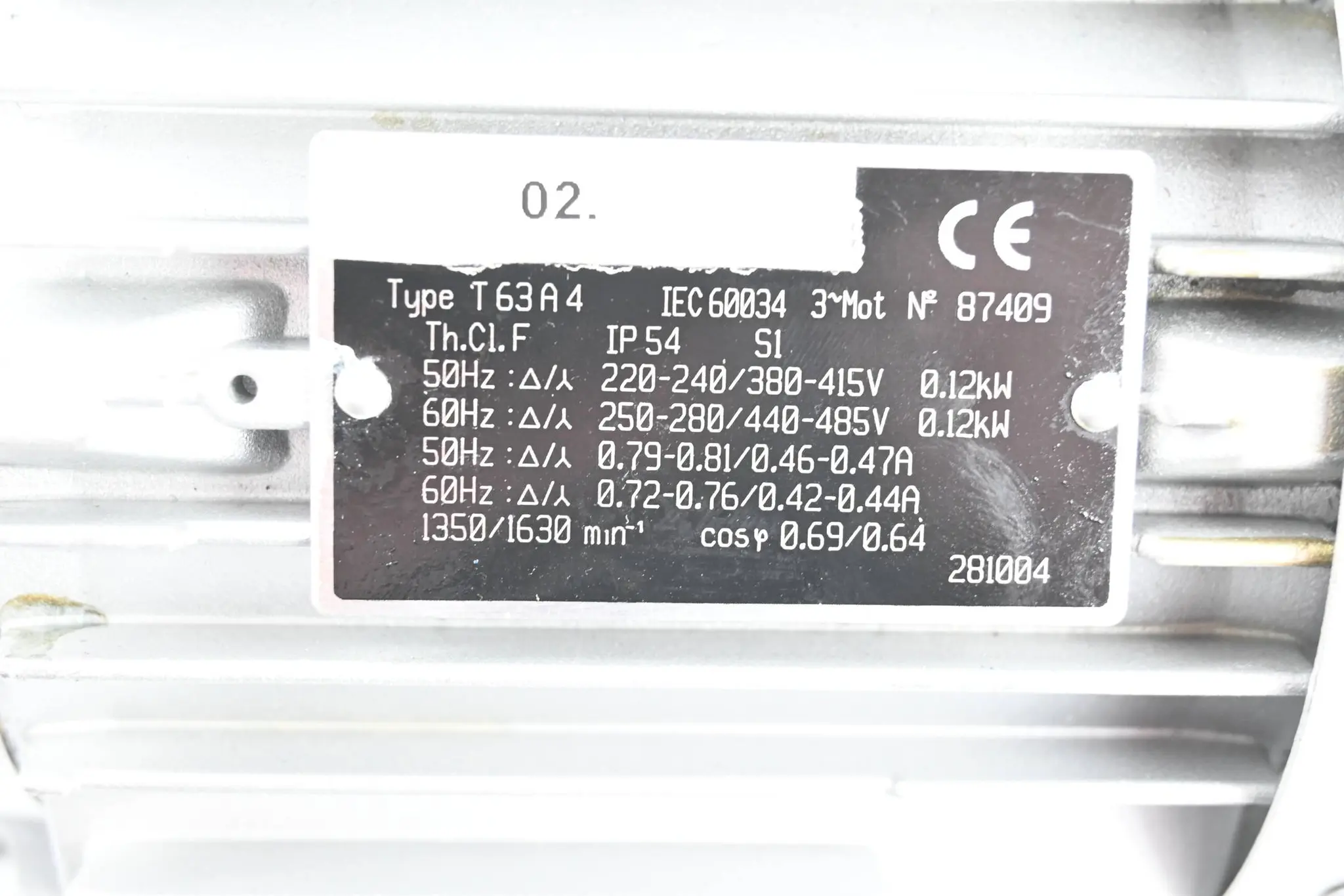 Produktfoto 1 von Motovario 3~ Motor T63A4 ( T 63 A 4 ) inkl. Getriebe SN3F ( SN 3 F ) i= 20:1