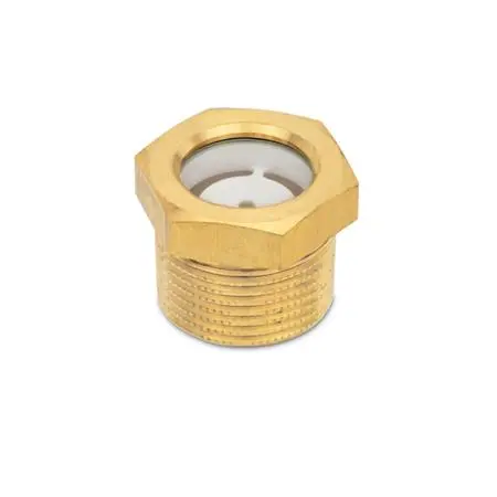 Ölschaugläser mit kegeligem Gewinde, Messing