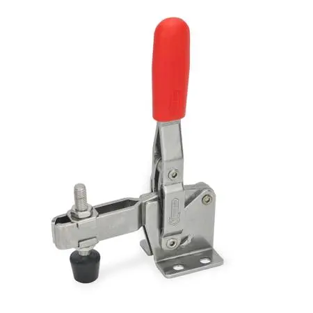 Schnellspanner, Edelstahl, Spannhebel vertikal, mit waagrechtem Fuß