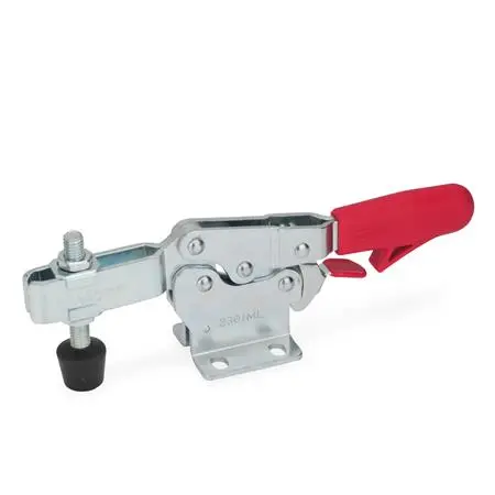 Produktfoto 1 von Schnellspanner, Stahl, Spannhebel horizontal, mit Verriegelung, mit waagrechtem Fuß